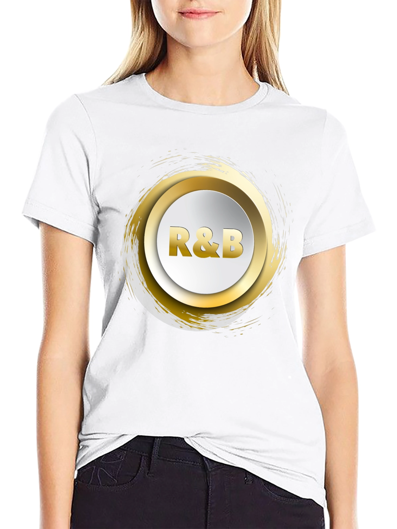 R&B Graphic Tee - Gold Accent Black T-Shirt