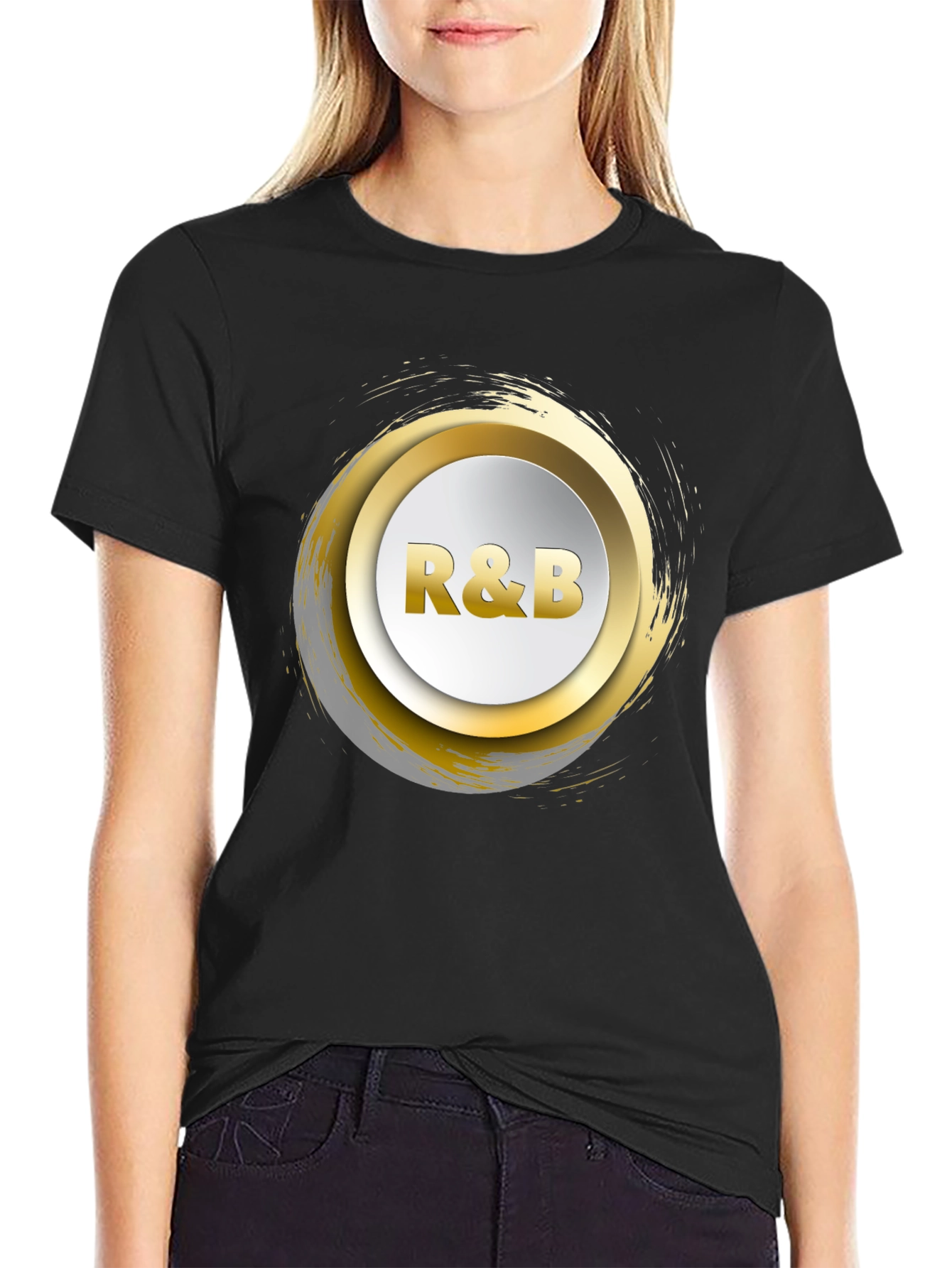 R&B Graphic Tee - Gold Accent Black T-Shirt