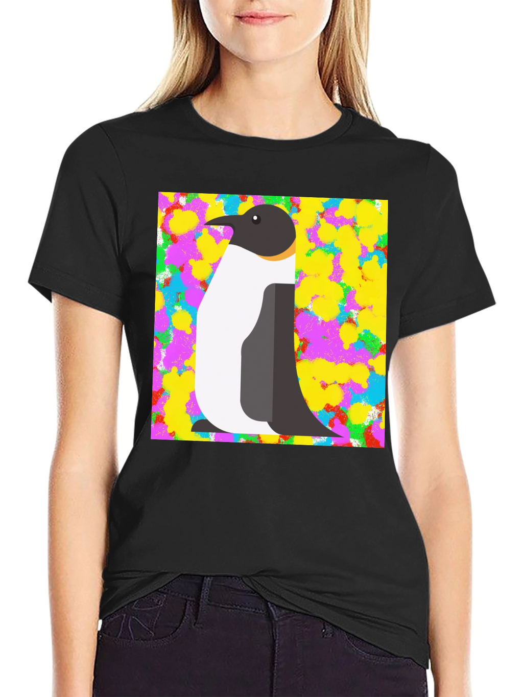 Penguin Graphic Print Black T-Shirt