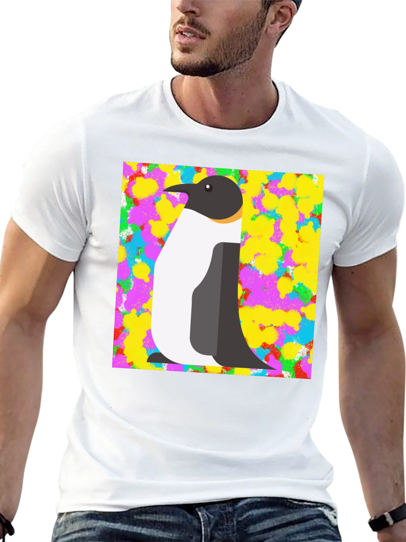 Penguin Graphic Print Black T-Shirt