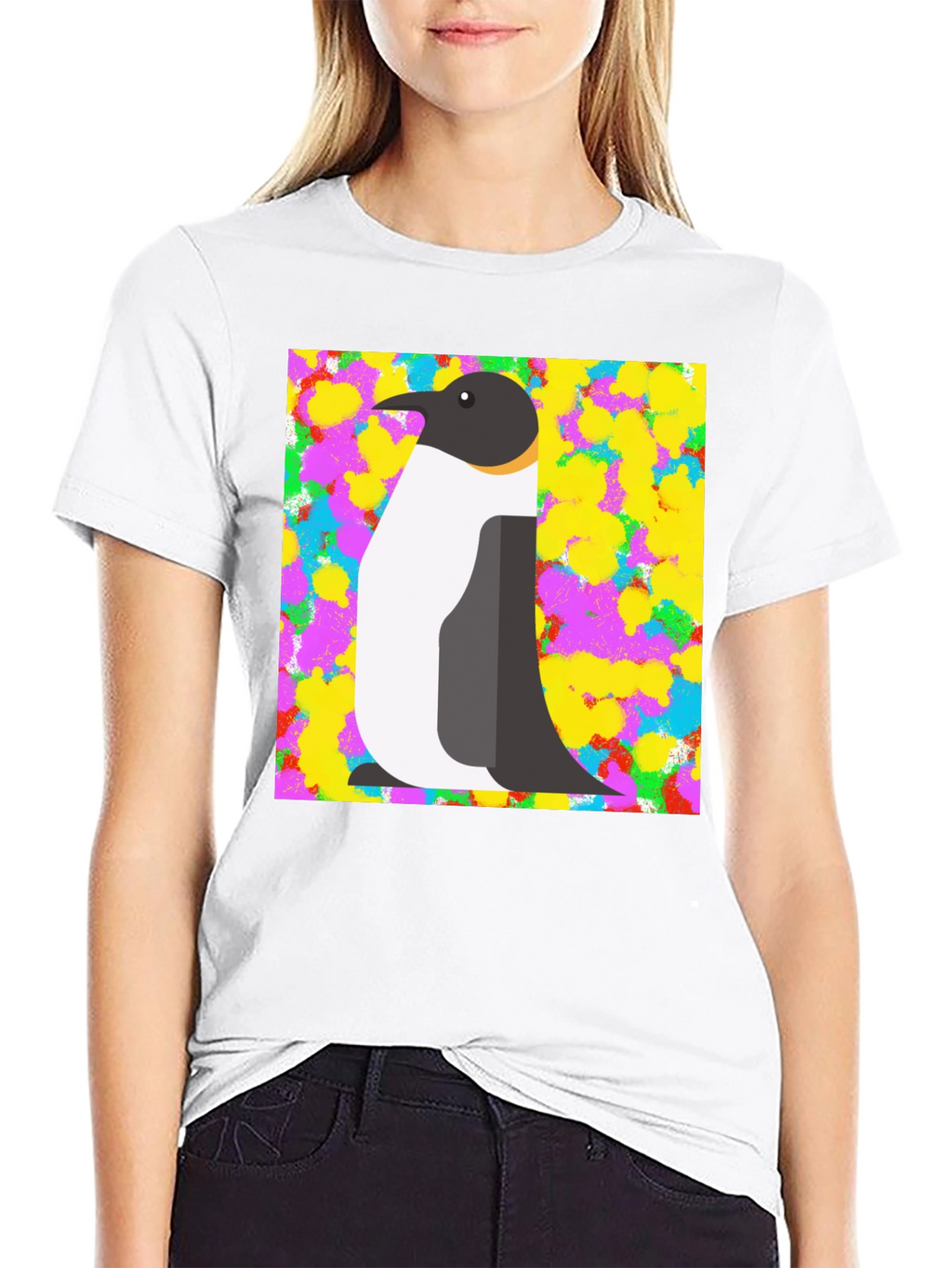Penguin Graphic Print Black T-Shirt
