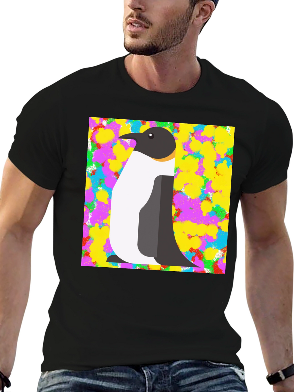 Penguin Graphic Print Black T-Shirt