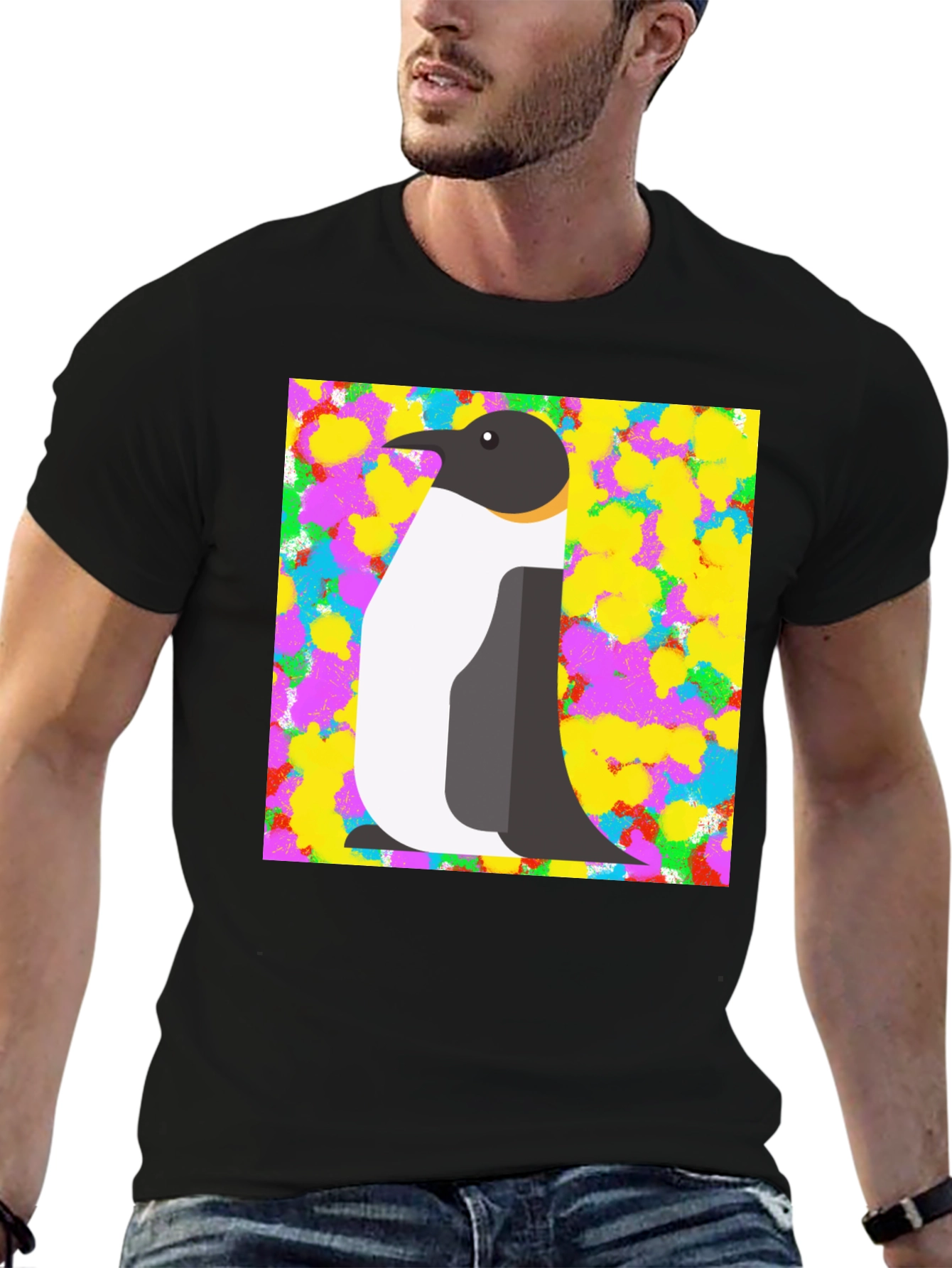 Penguin Graphic Print Black T-Shirt