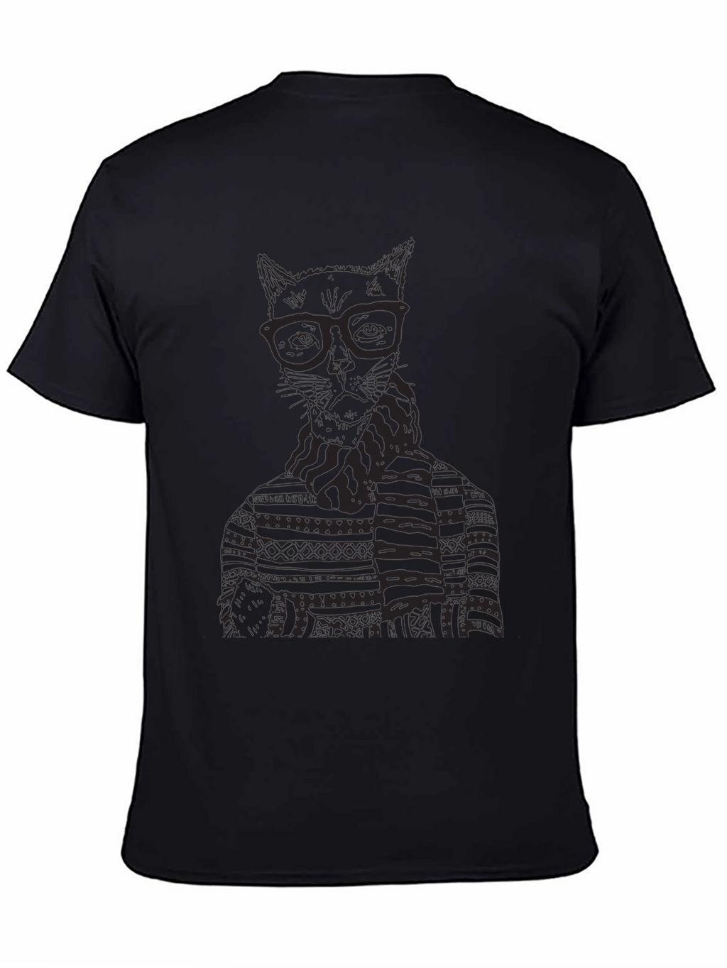Cat in Glasses Graphic T-Shirt - Black