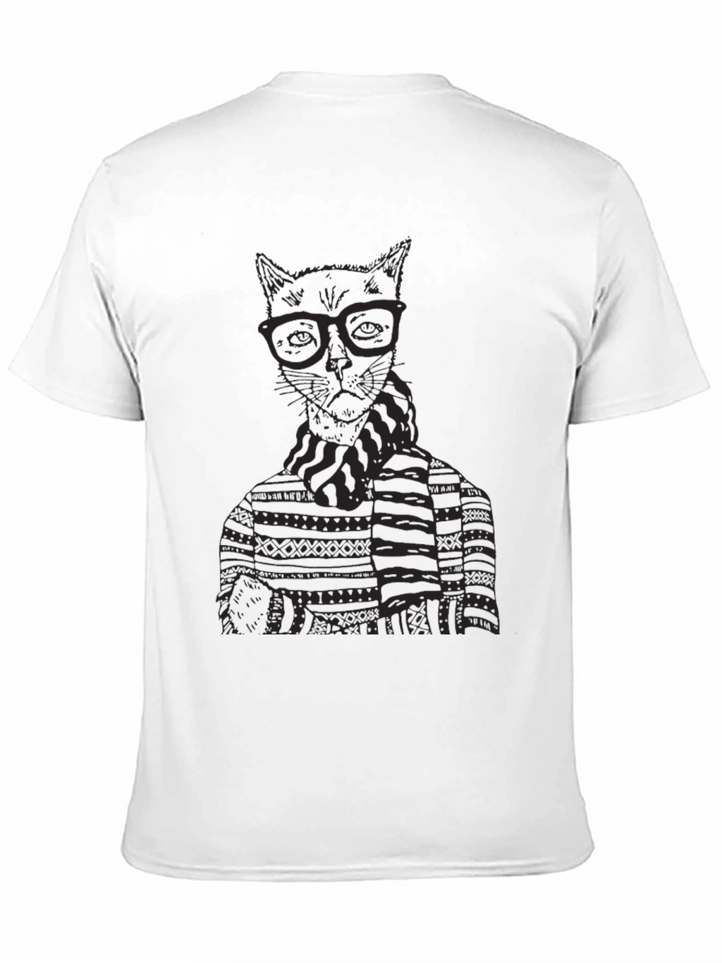 Cat in Glasses Graphic T-Shirt - Black