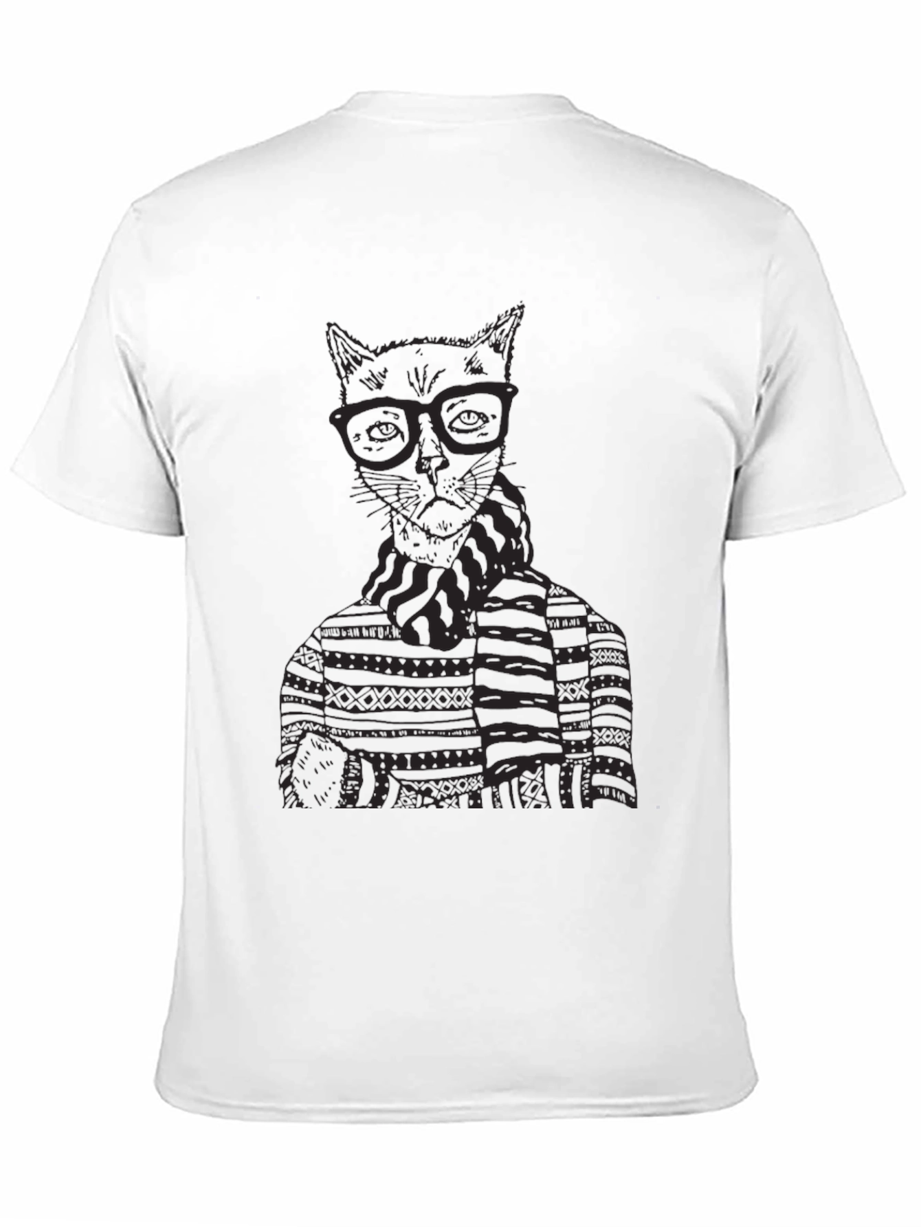 Cat in Glasses Graphic T-Shirt - Black
