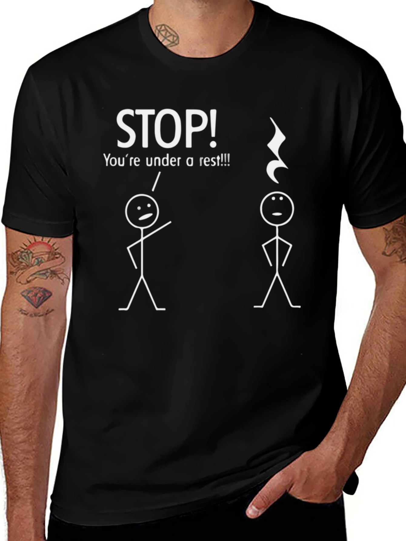 Funny Music Rest T-Shirt - Stop! Youre Under a Rest!