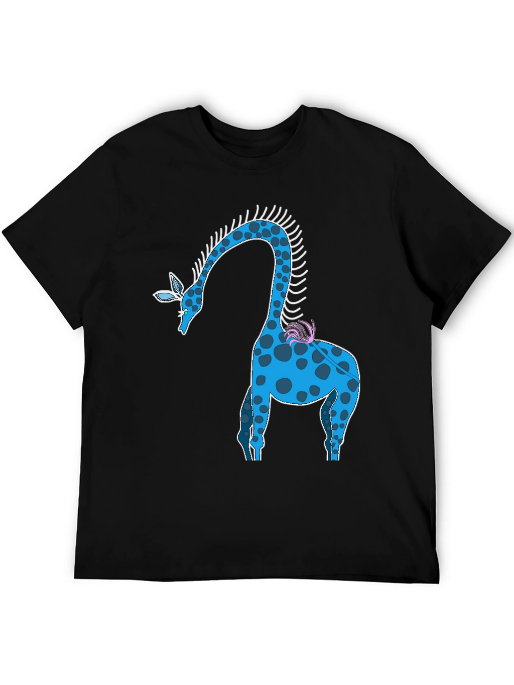 Blue Giraffe Graphic Tee - Unique Animal Design T-Shirt