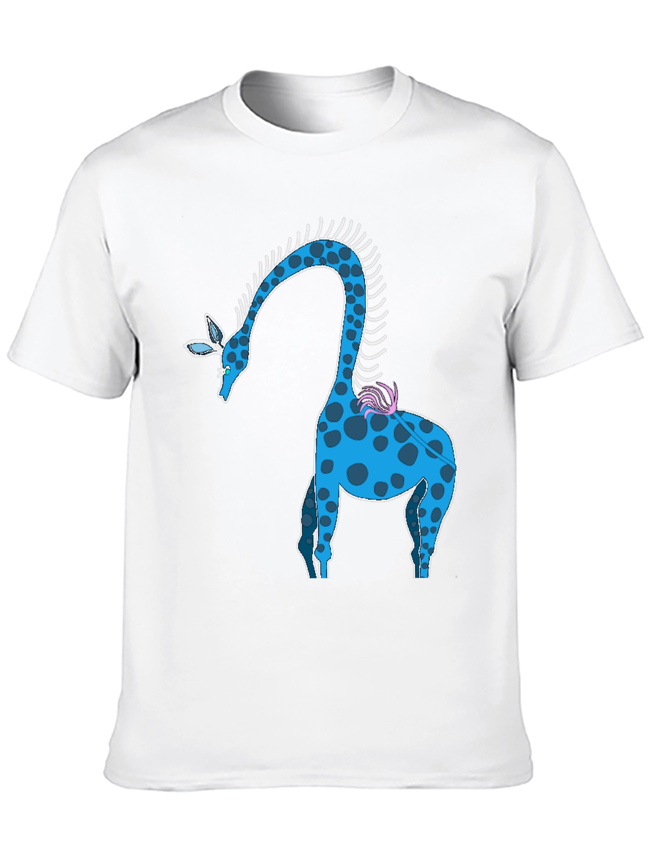 Blue Giraffe Graphic Tee - Unique Animal Design T-Shirt