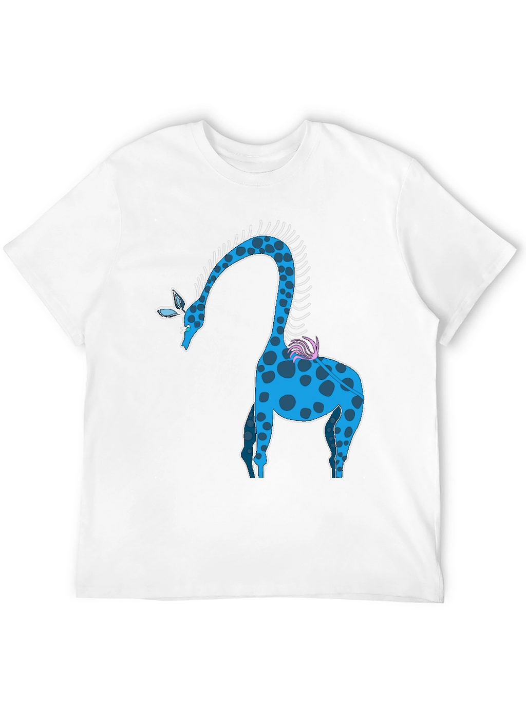 Blue Giraffe Graphic Tee - Unique Animal Design T-Shirt