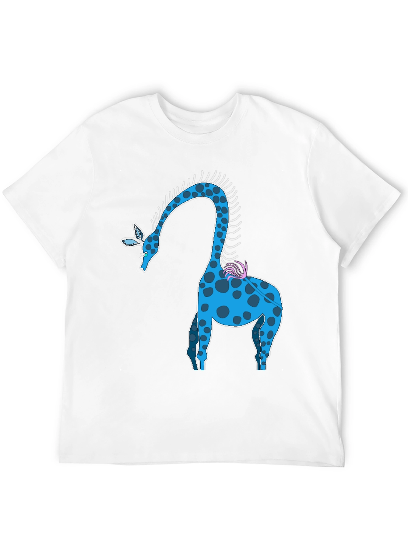 Blue Giraffe Graphic Tee - Unique Animal Design T-Shirt