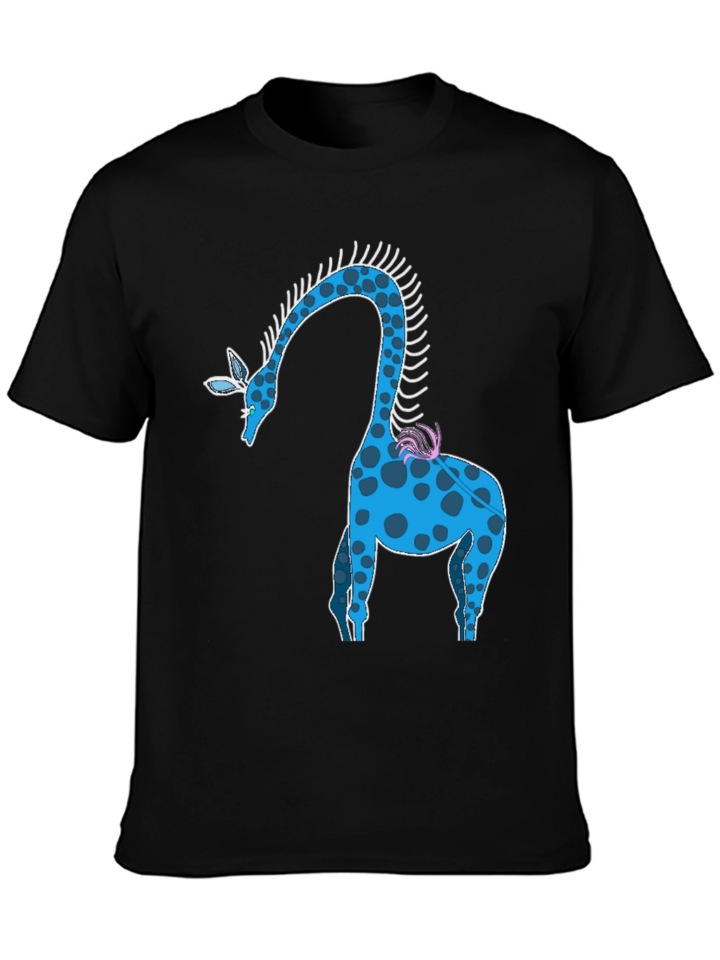 Blue Giraffe Graphic Tee - Unique Animal Design T-Shirt