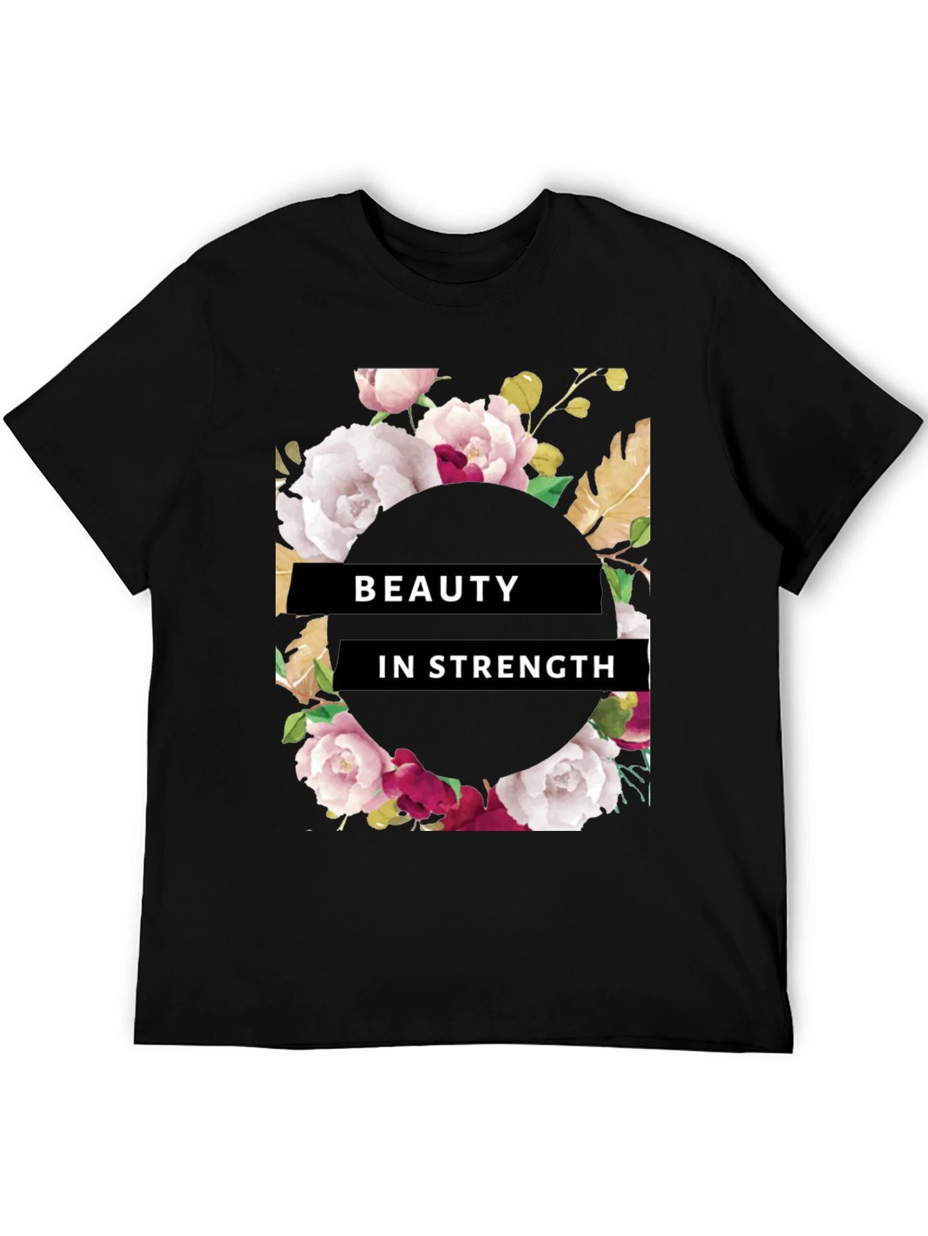Beauty in Strength Floral Graphic Tee - Black