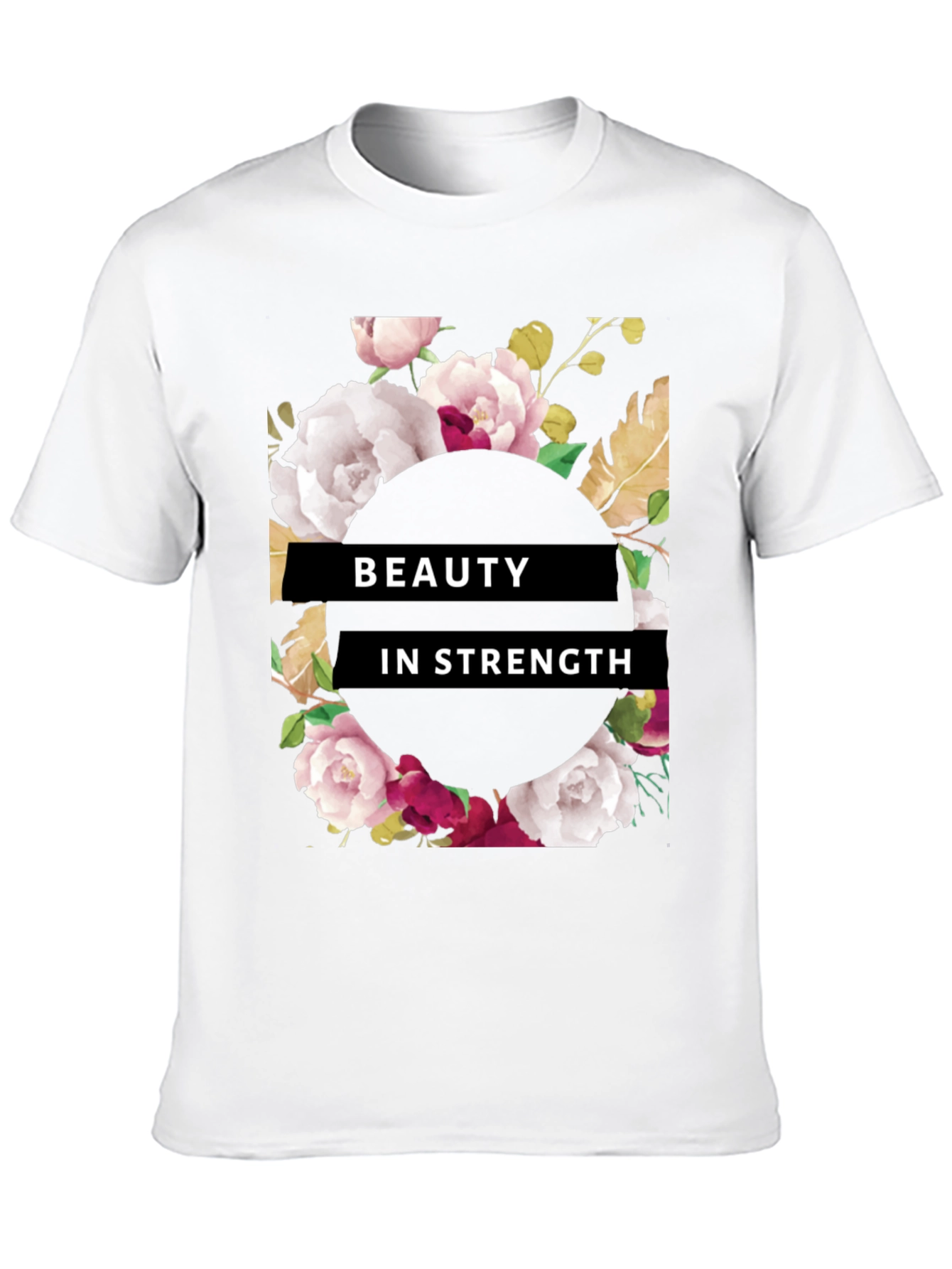 Beauty in Strength Floral Graphic Tee - Black