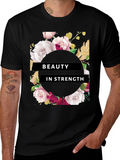 Beauty in Strength Floral Graphic Tee - Black