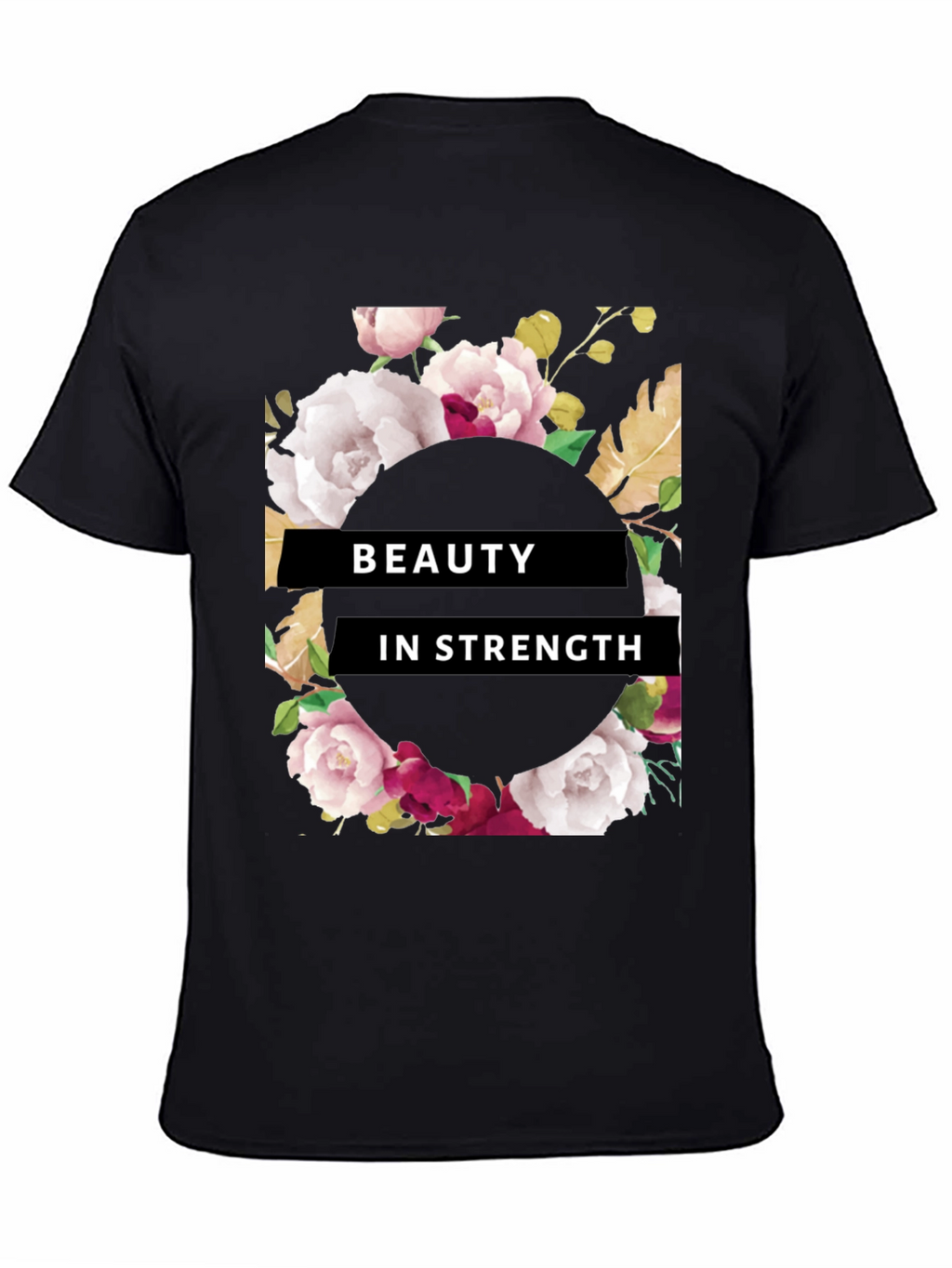Beauty in Strength Floral Graphic Tee - Black
