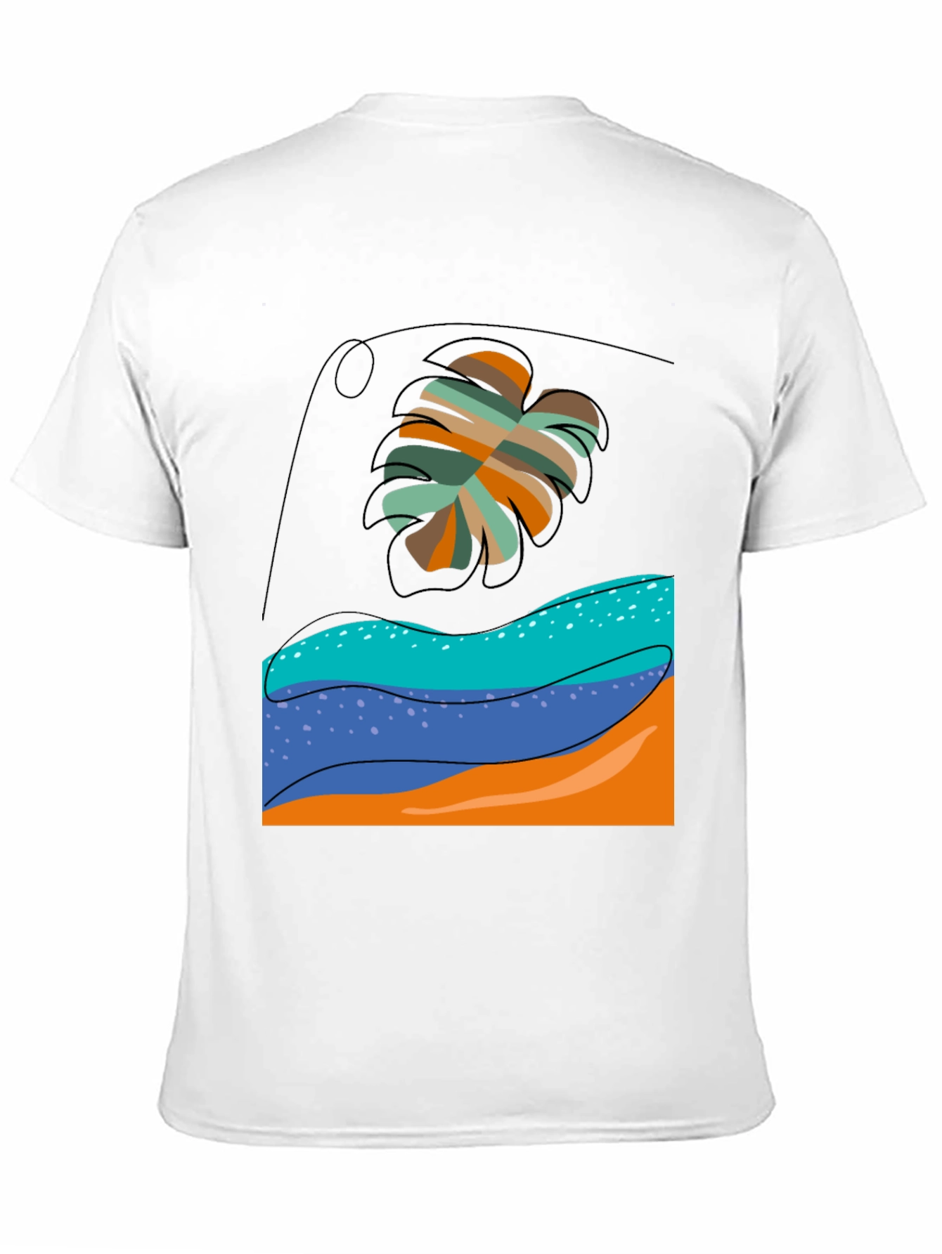 Tropical Leaf Graphic Tee - Black Casual T-Shirt