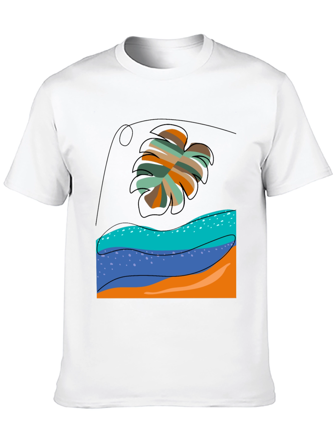 Tropical Leaf Graphic Tee - Black Casual T-Shirt