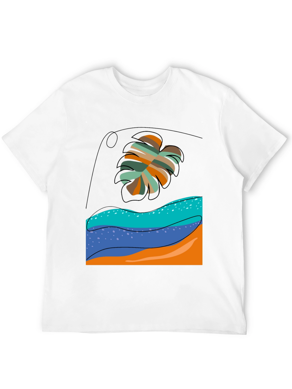 Tropical Leaf Graphic Tee - Black Casual T-Shirt
