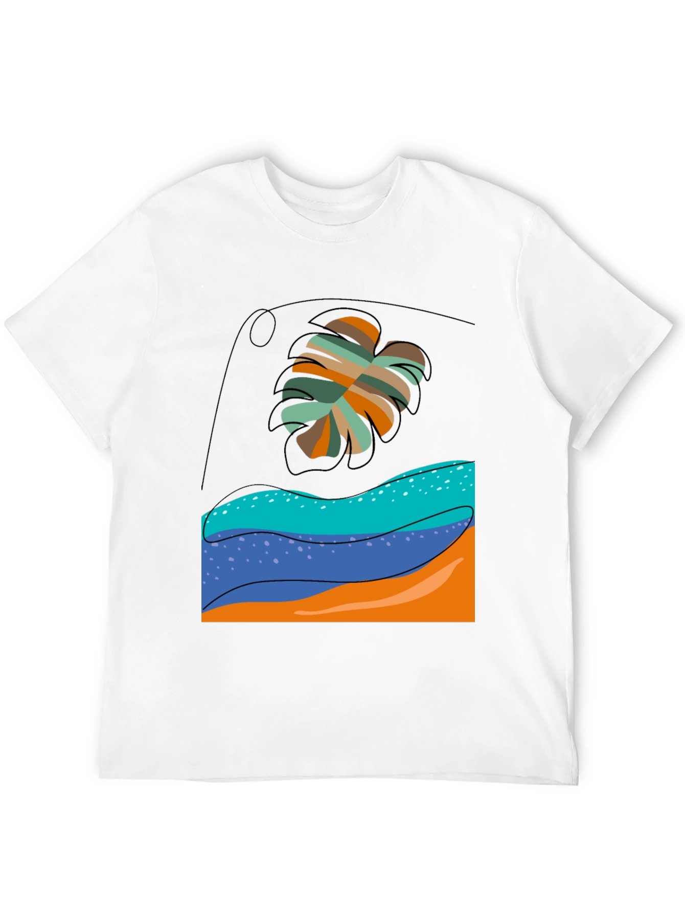 Tropical Leaf Graphic Tee - Black Casual T-Shirt