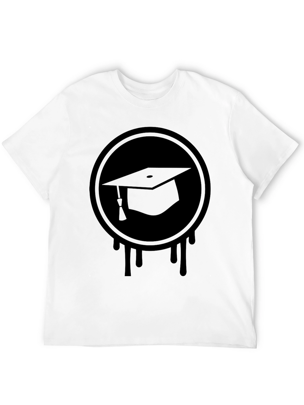 Graduation Cap Drip Tee - Black Graphic T-Shirt