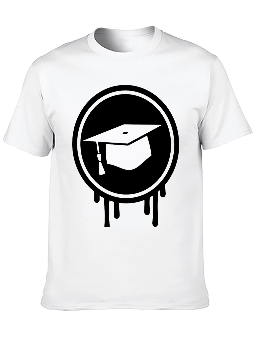 Graduation Cap Drip Tee - Black Graphic T-Shirt