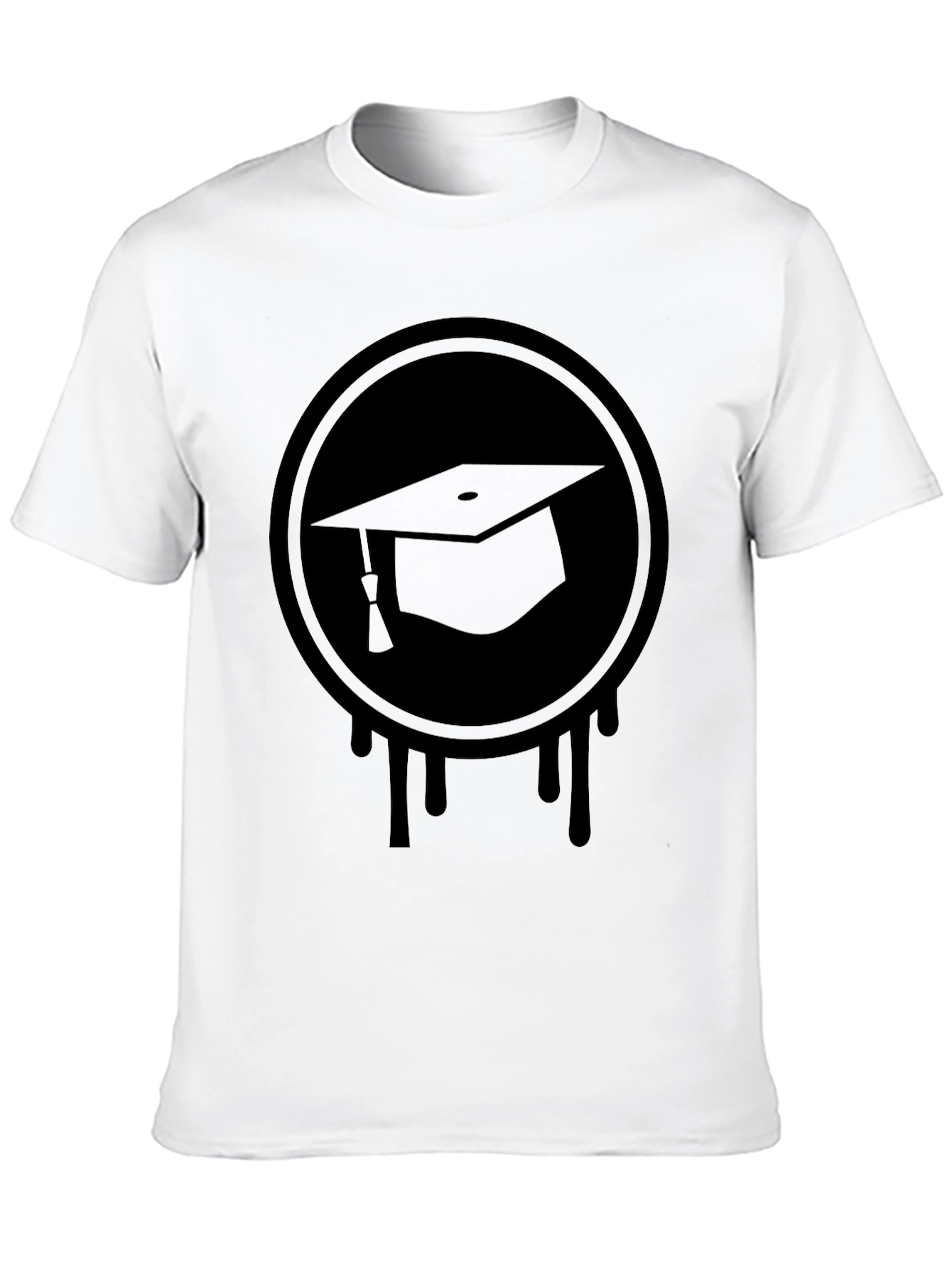 Graduation Cap Drip Tee - Black Graphic T-Shirt
