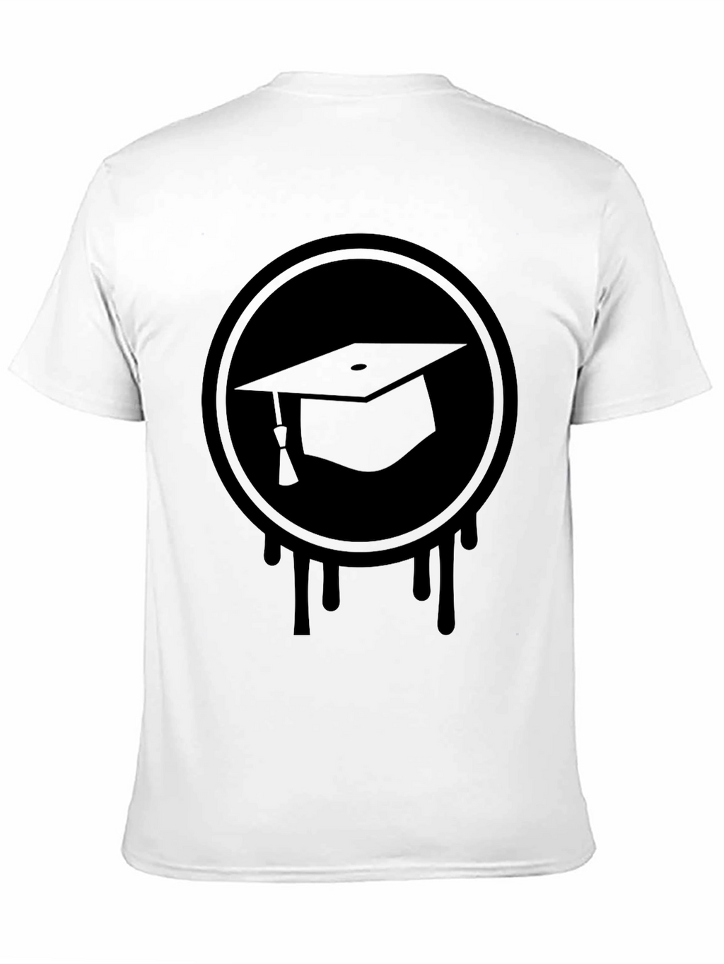 Graduation Cap Drip Tee - Black Graphic T-Shirt