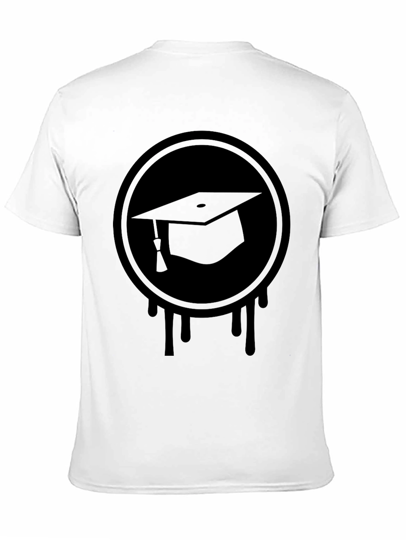 Graduation Cap Drip Tee - Black Graphic T-Shirt