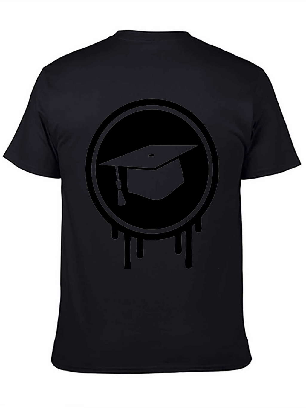 Graduation Cap Drip Tee - Black Graphic T-Shirt