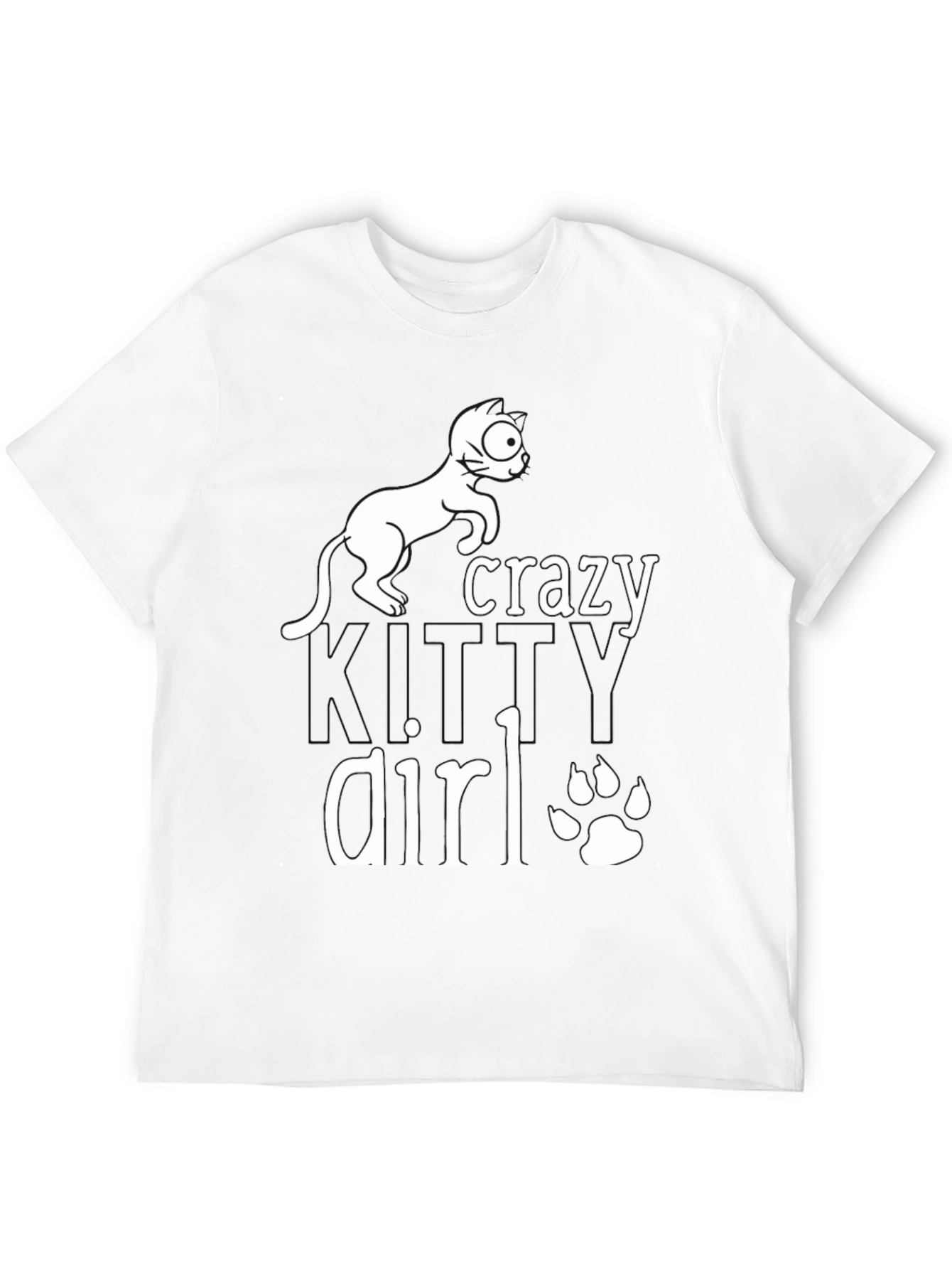 Crazy Cat Girl T-Shirt - Black Cotton Tee