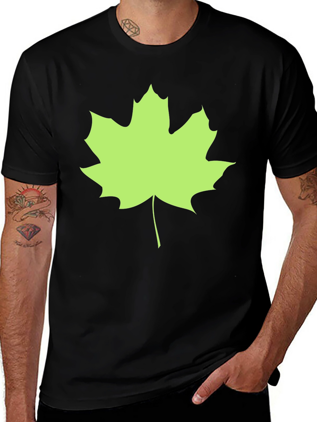 Maple Leaf Black Tee - Casual Style