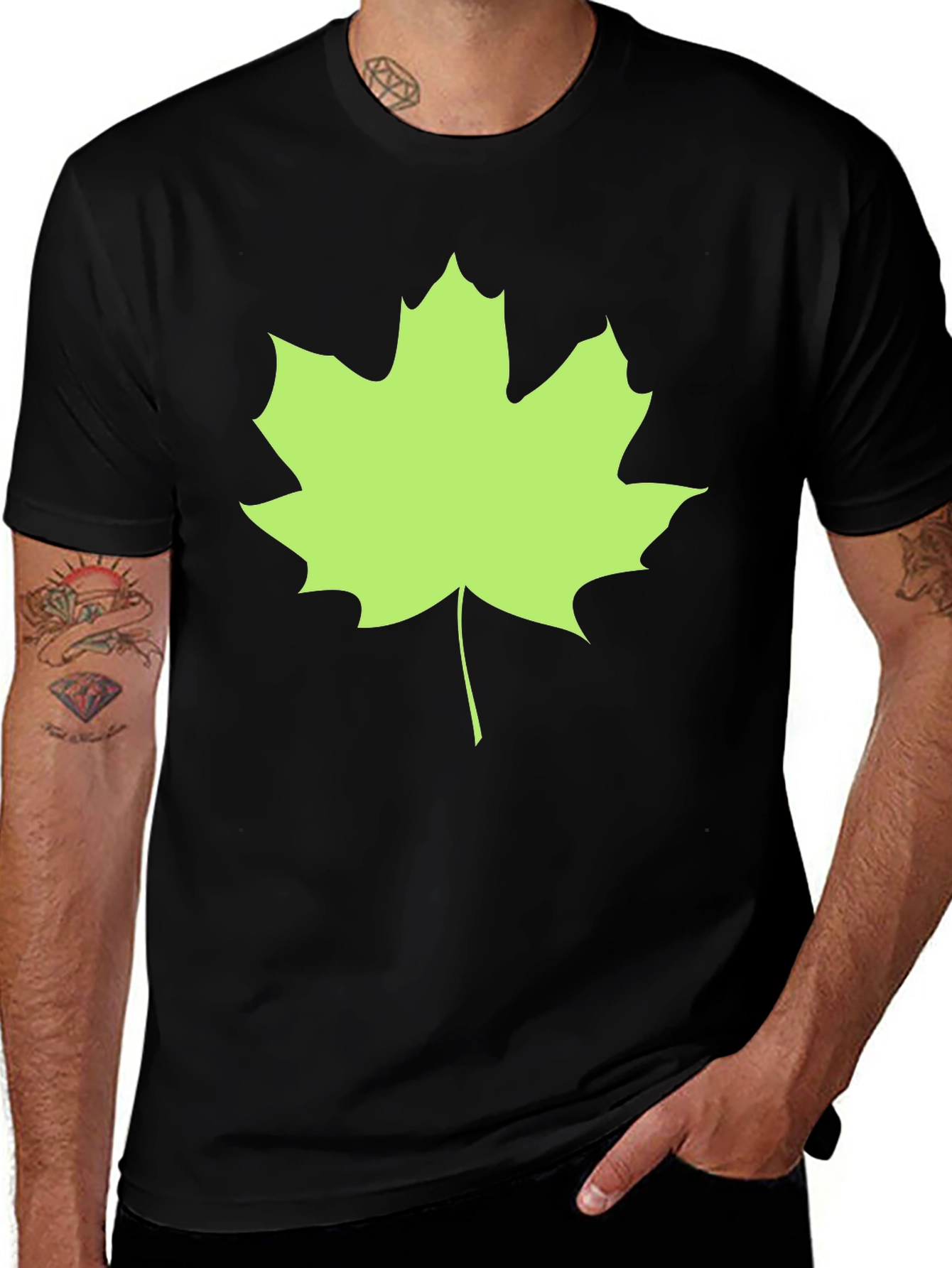 Maple Leaf Black Tee - Casual Style