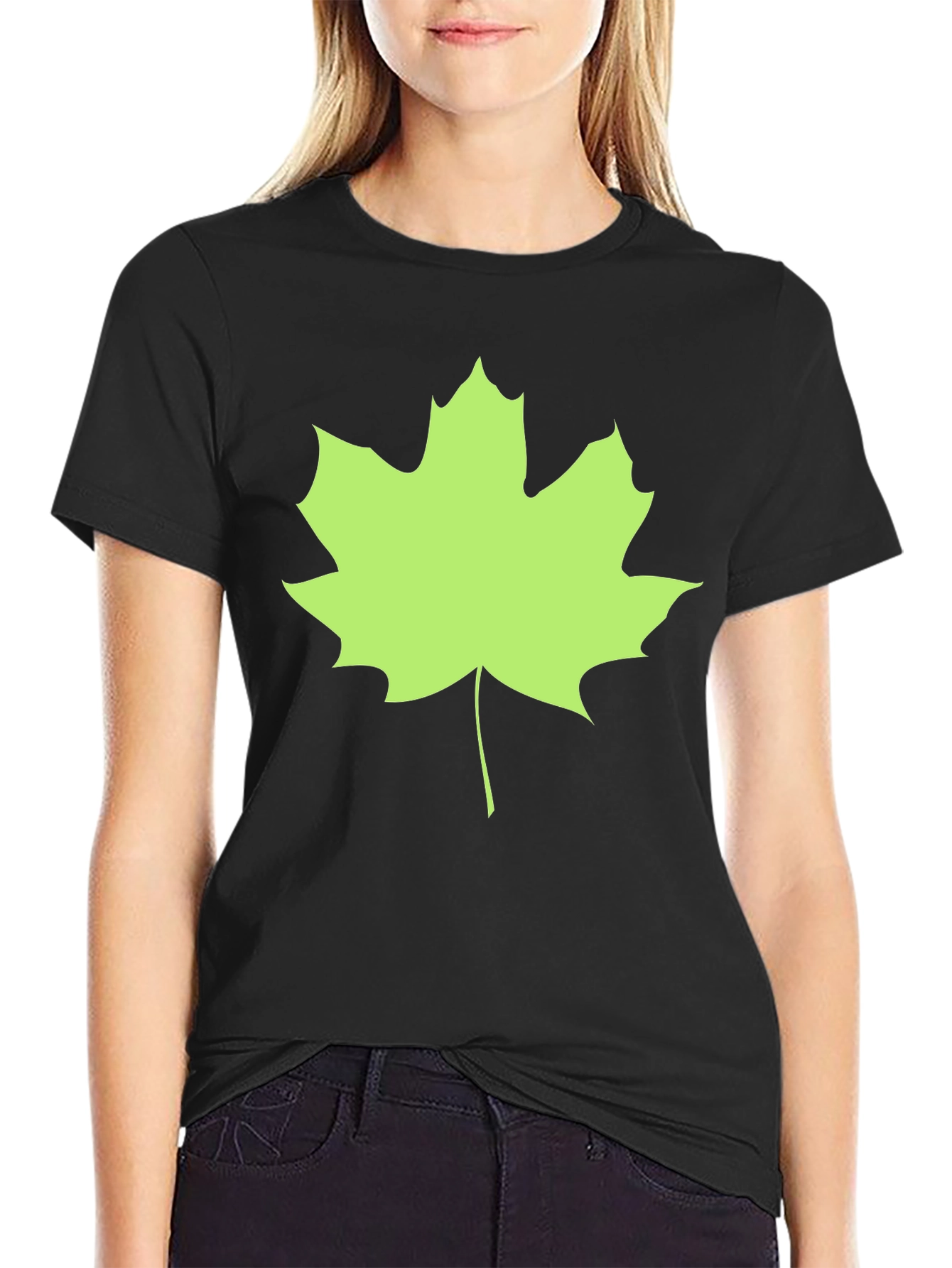 Maple Leaf Black Tee - Casual Style