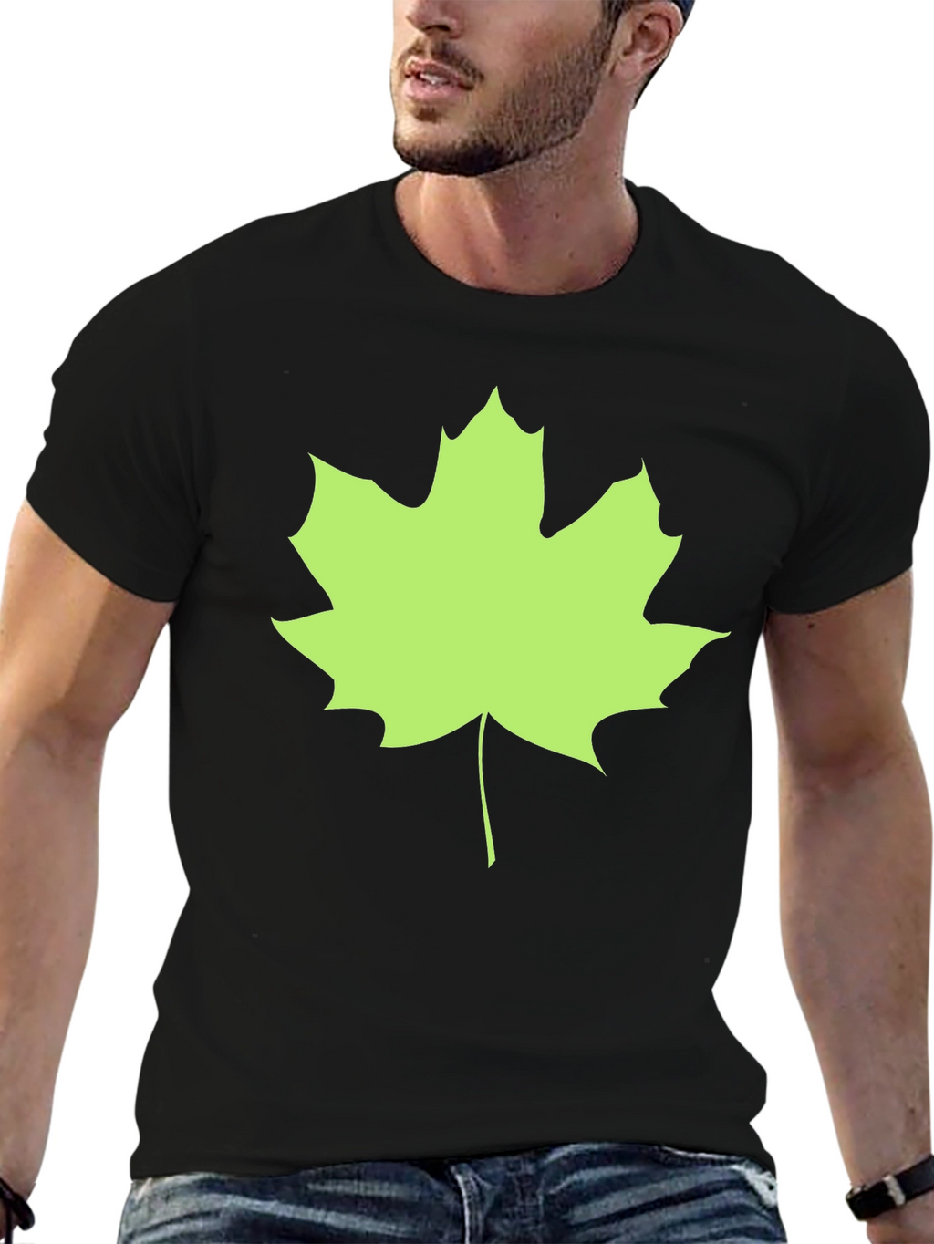 Maple Leaf Black Tee - Casual Style