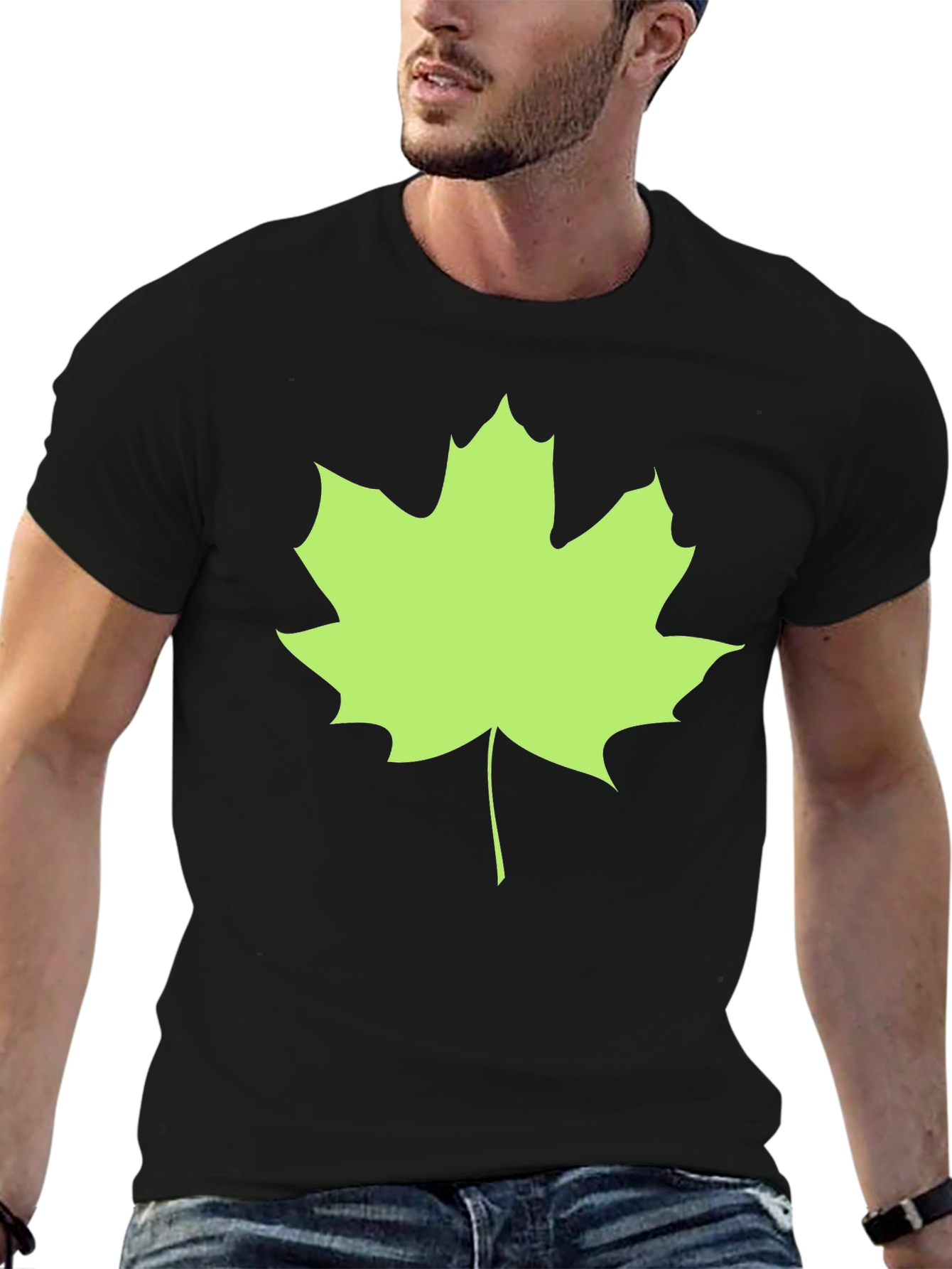 Maple Leaf Black Tee - Casual Style