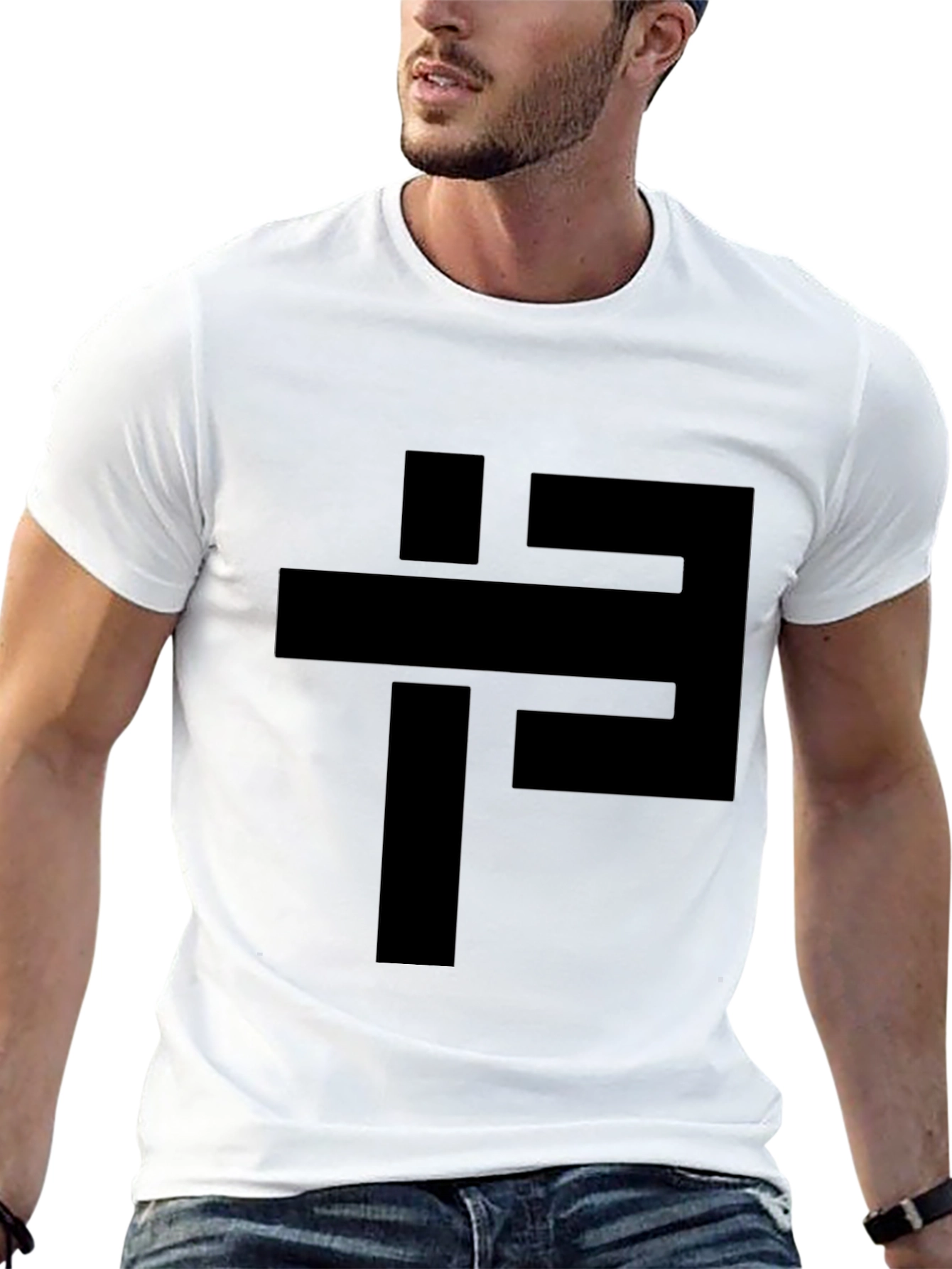 Modern Geometric Graphic Black T-Shirt