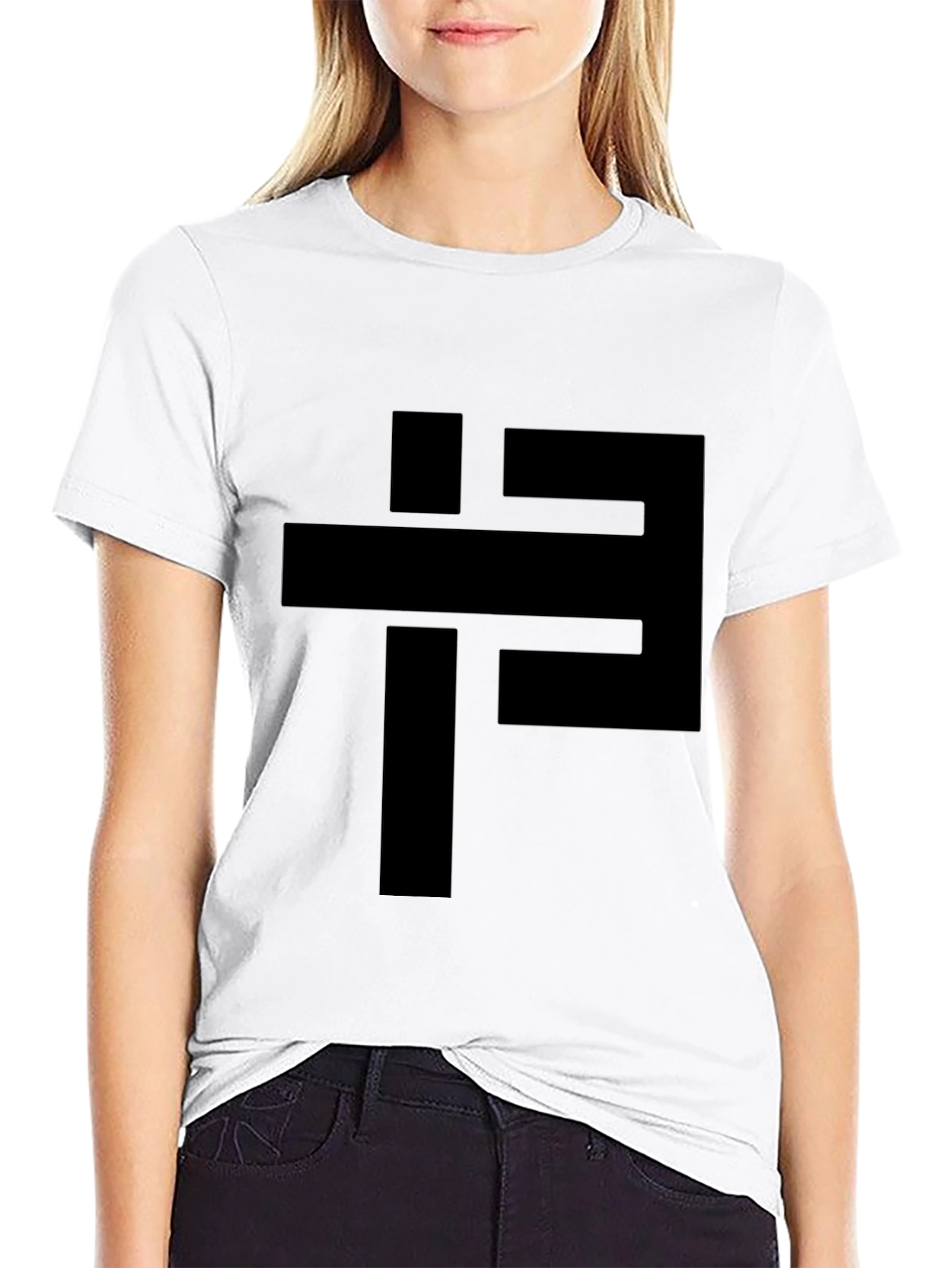 Modern Geometric Graphic Black T-Shirt