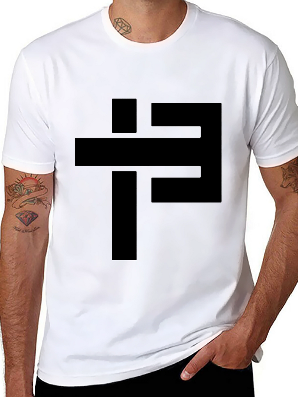 Modern Geometric Graphic Black T-Shirt