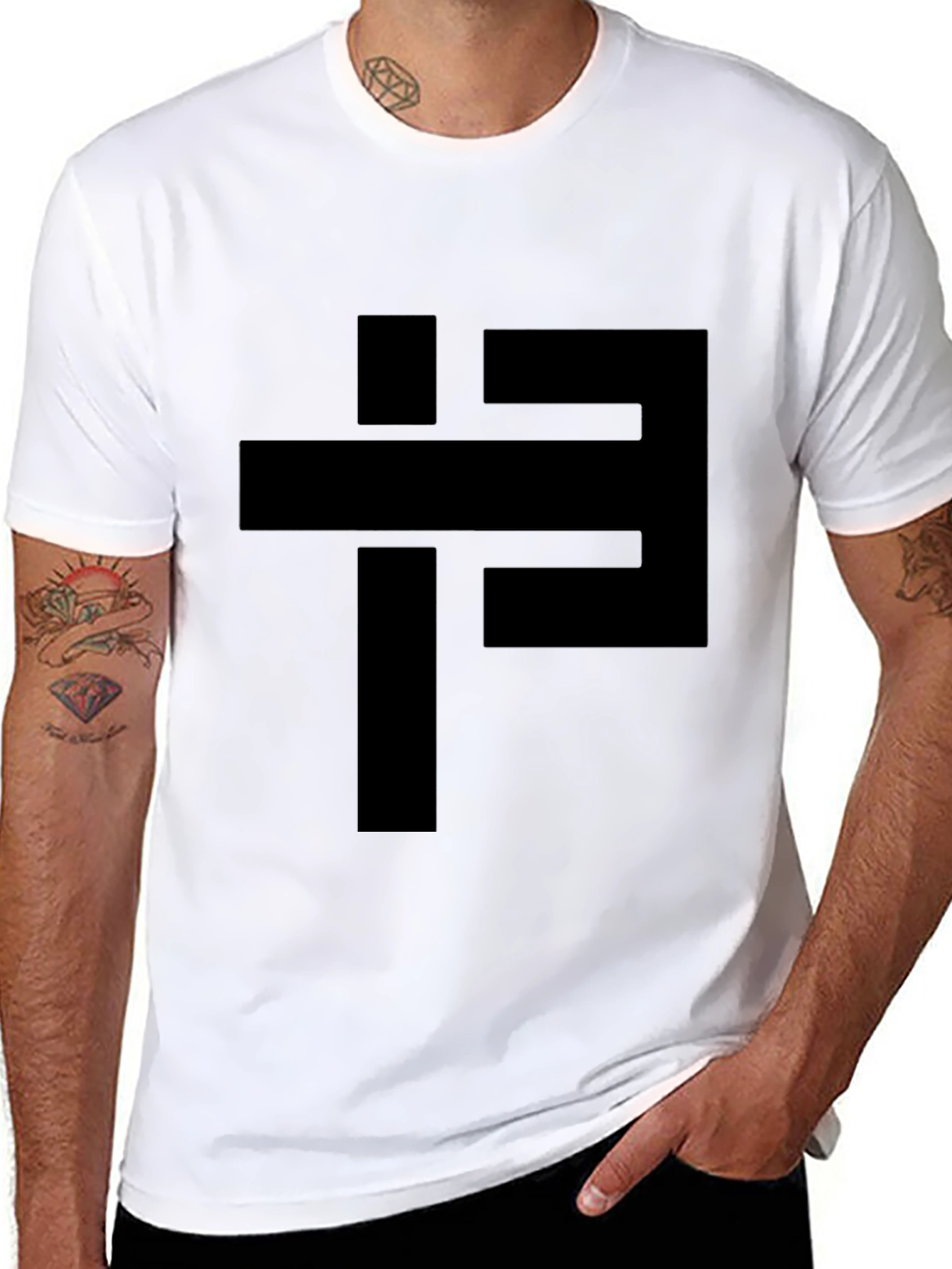 Modern Geometric Graphic Black T-Shirt