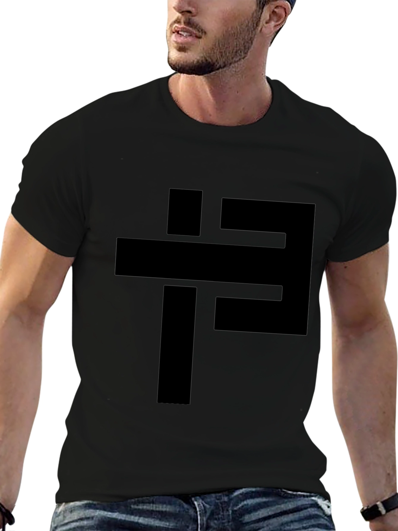 Modern Geometric Graphic Black T-Shirt
