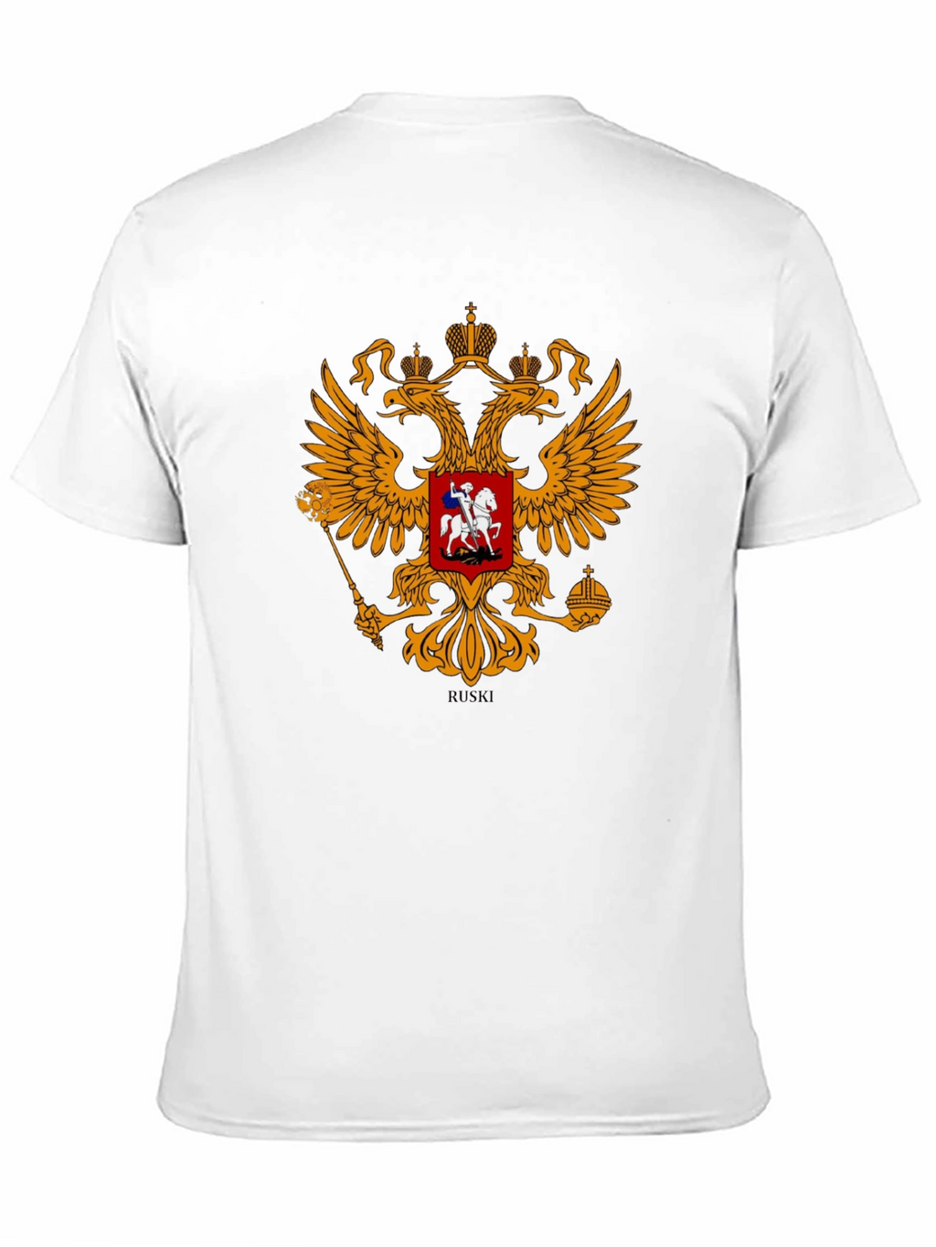 Black Tee with Russian Coat of Arms Graphic