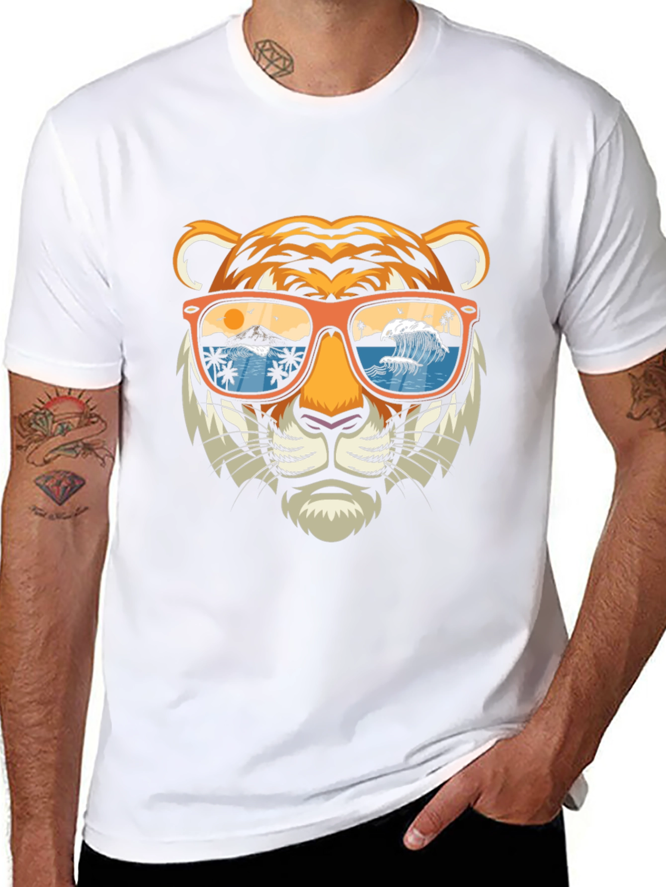 Tiger Sunglasses Graphic Tee - Summer Vibes