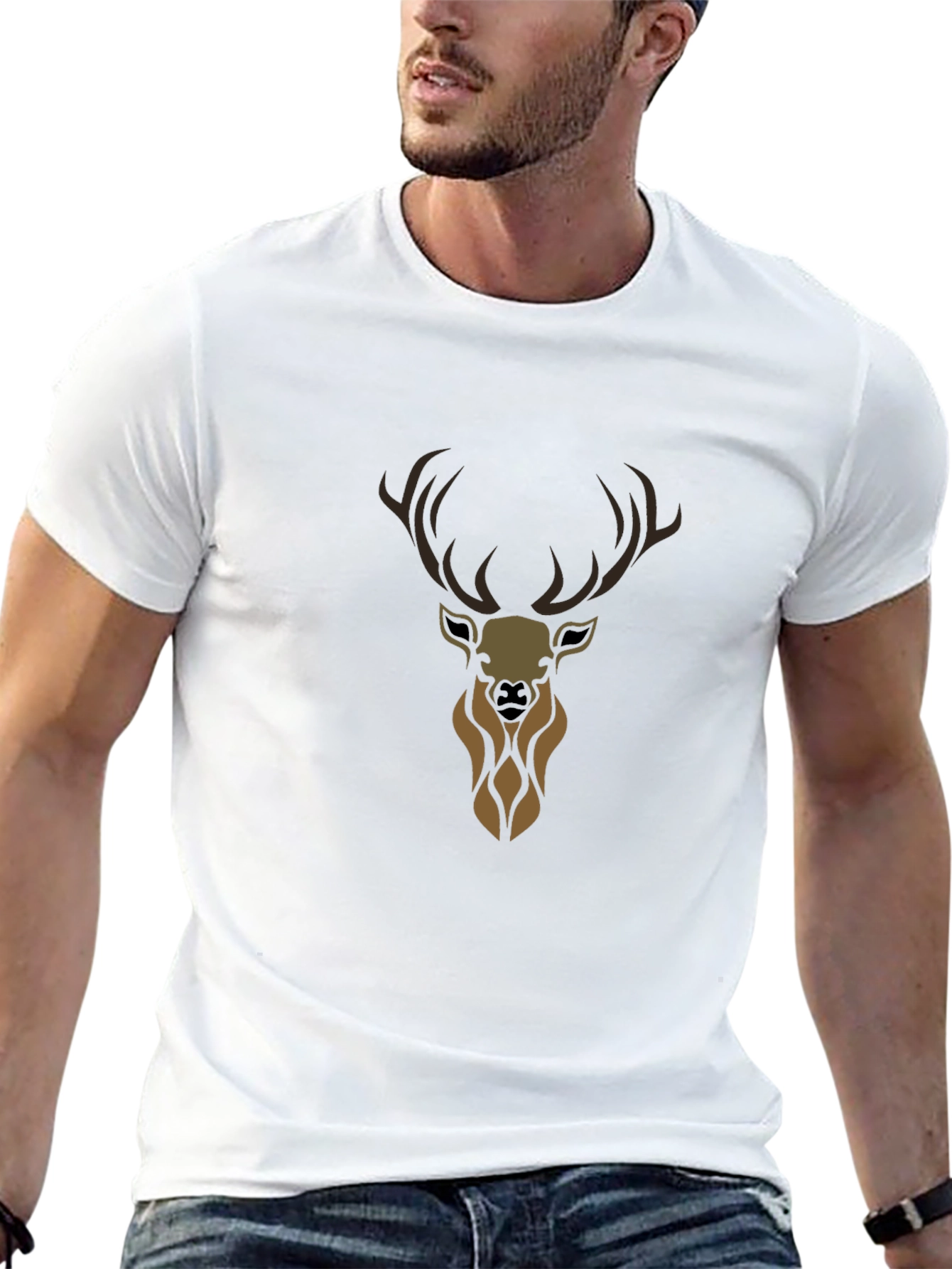 Mens Black Deer Graphic Tee