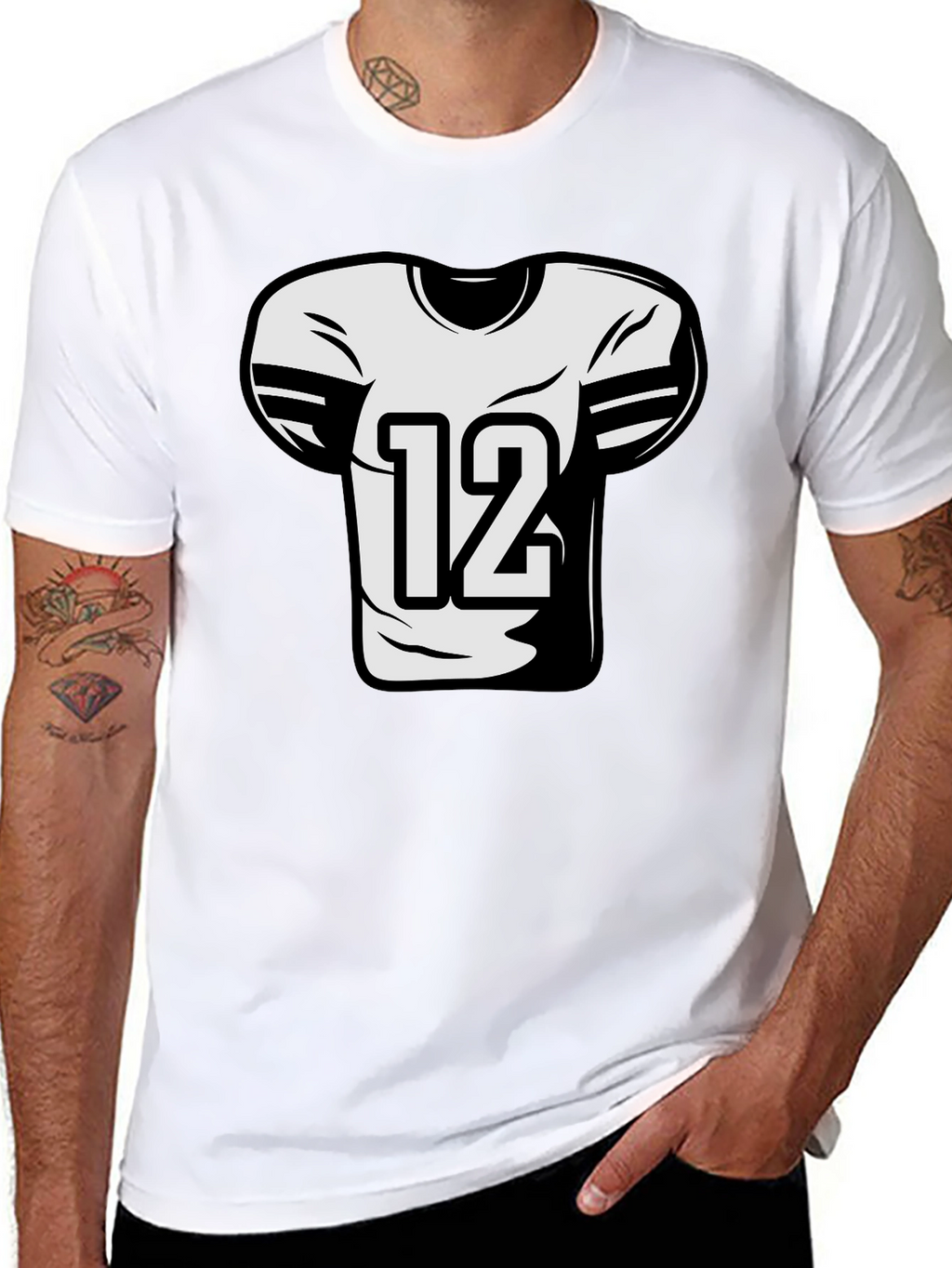 Football Jersey Number 12 Graphic Tee