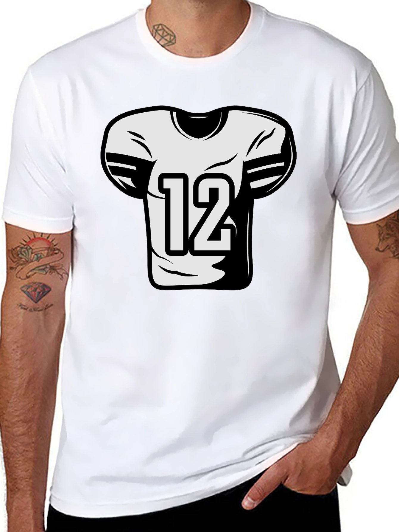 Football Jersey Number 12 Graphic Tee