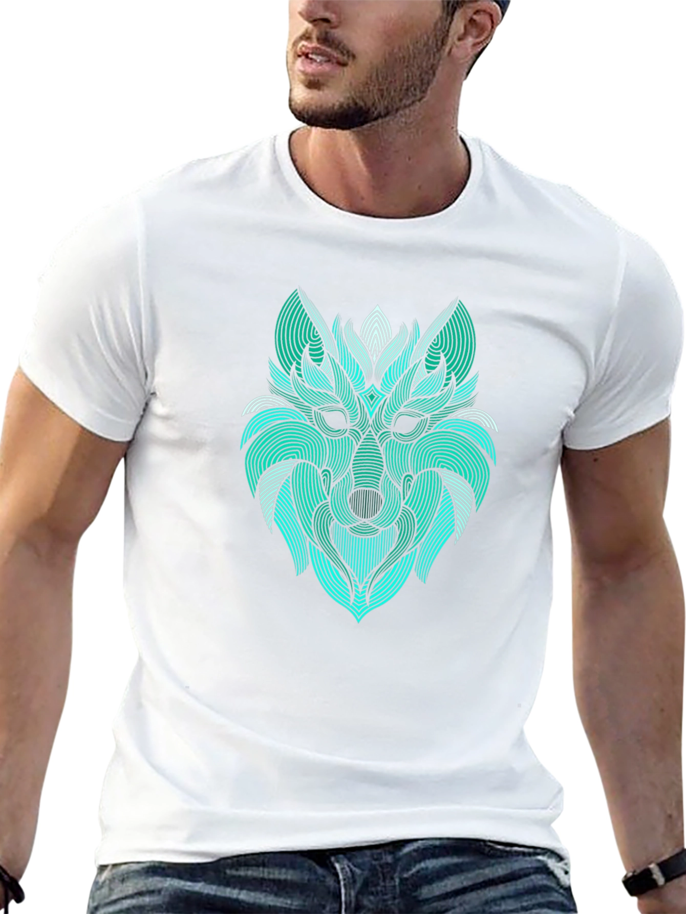 Abstract Wolf Graphic Tee - Modern Line Art Design