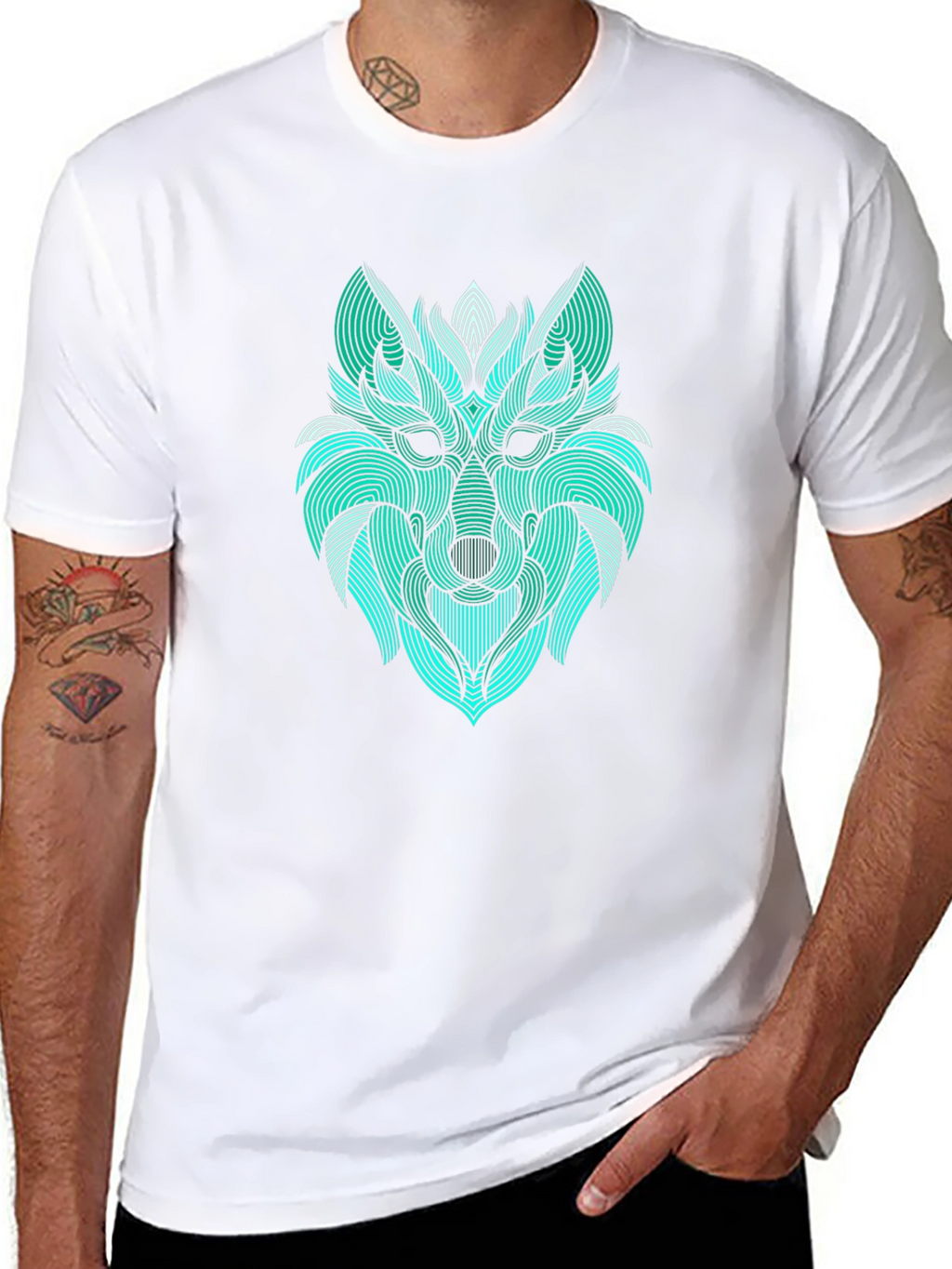 Abstract Wolf Graphic Tee - Modern Line Art Design