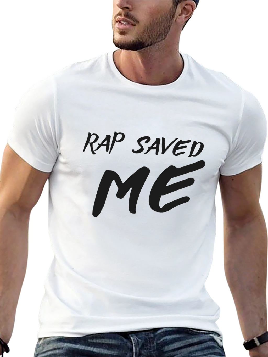 Rap Saved Me Graphic T-Shirt - Trendy Dark Tee
