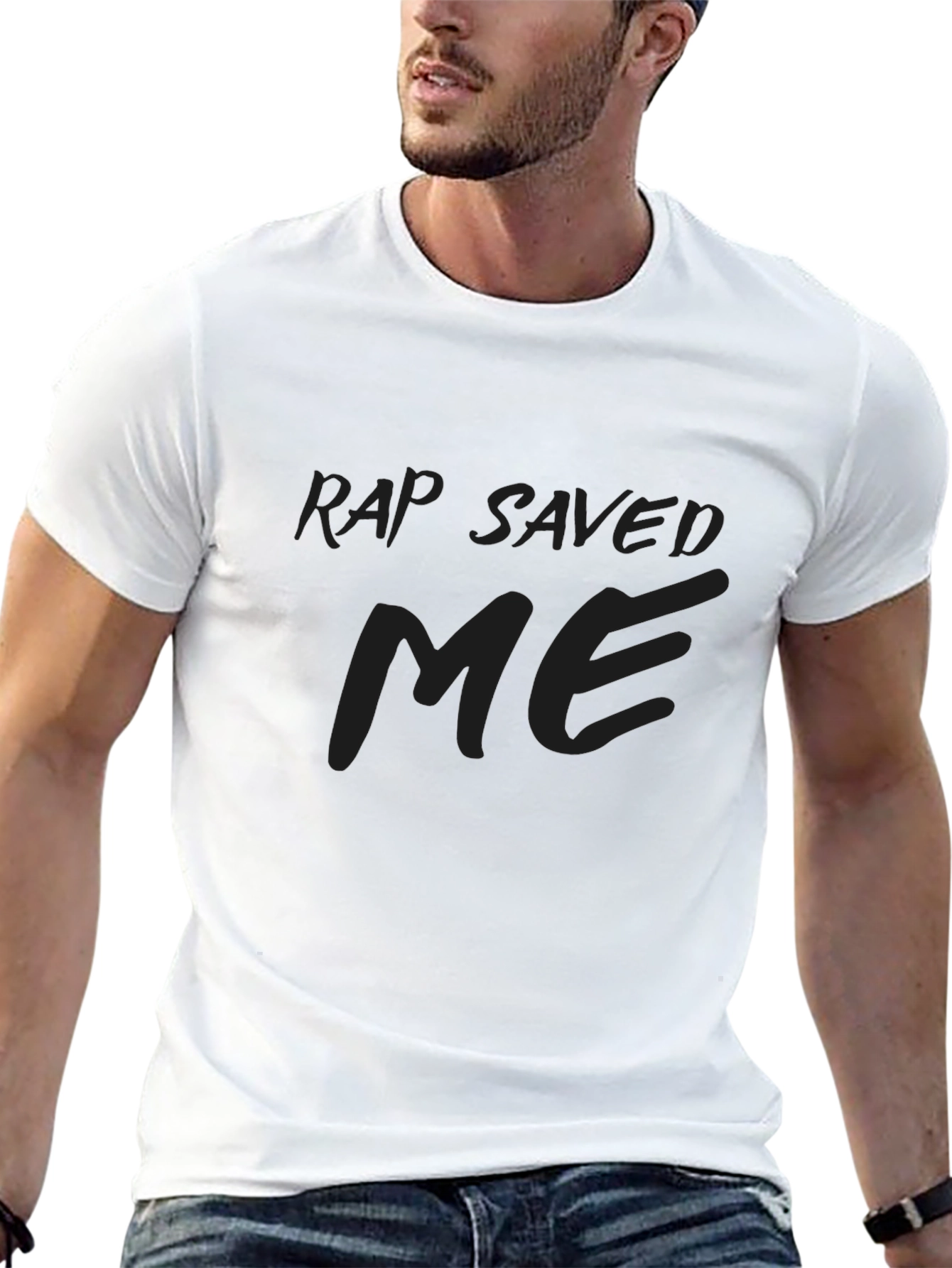 Rap Saved Me Graphic T-Shirt - Trendy Dark Tee